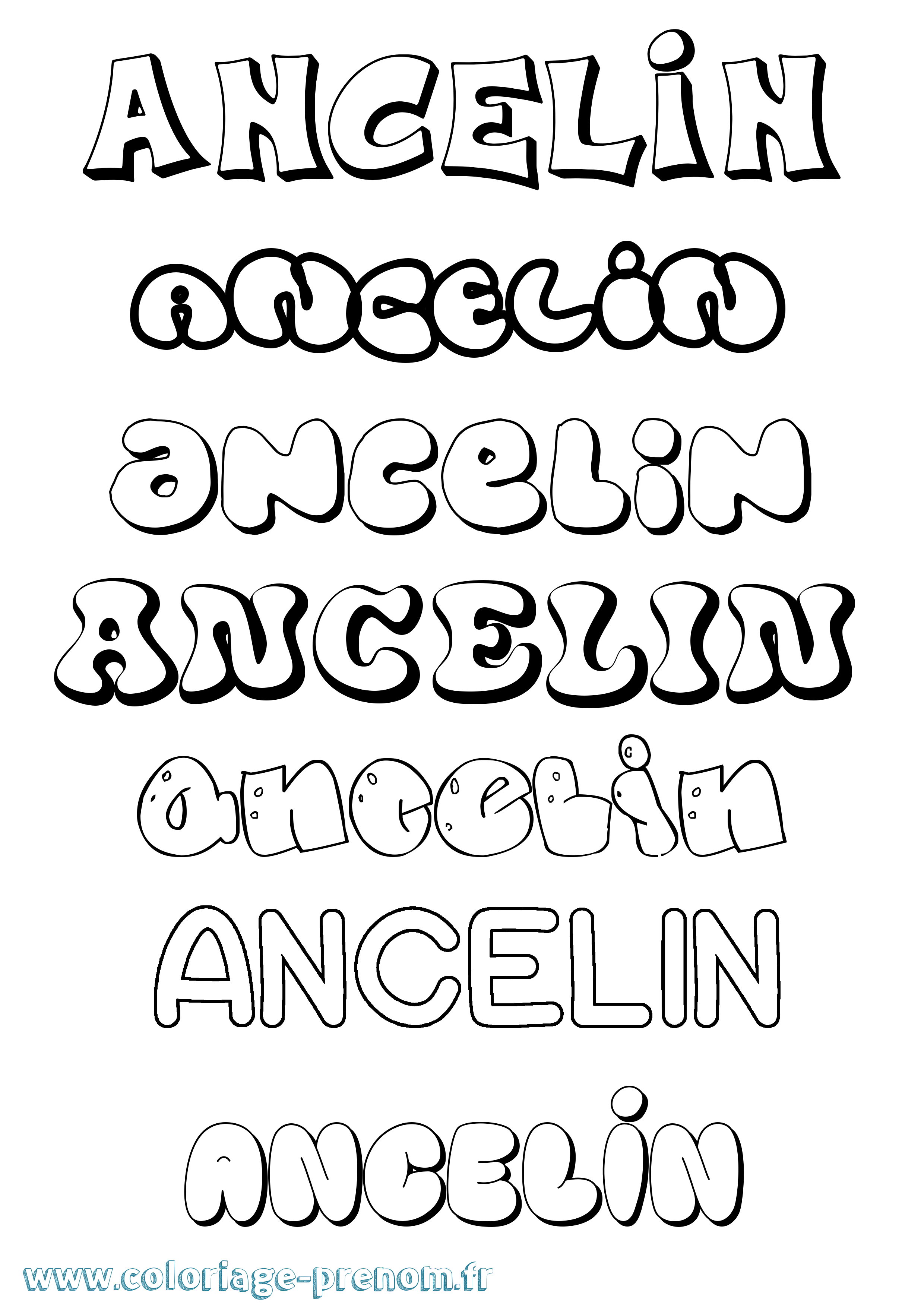 Coloriage prénom Ancelin Bubble