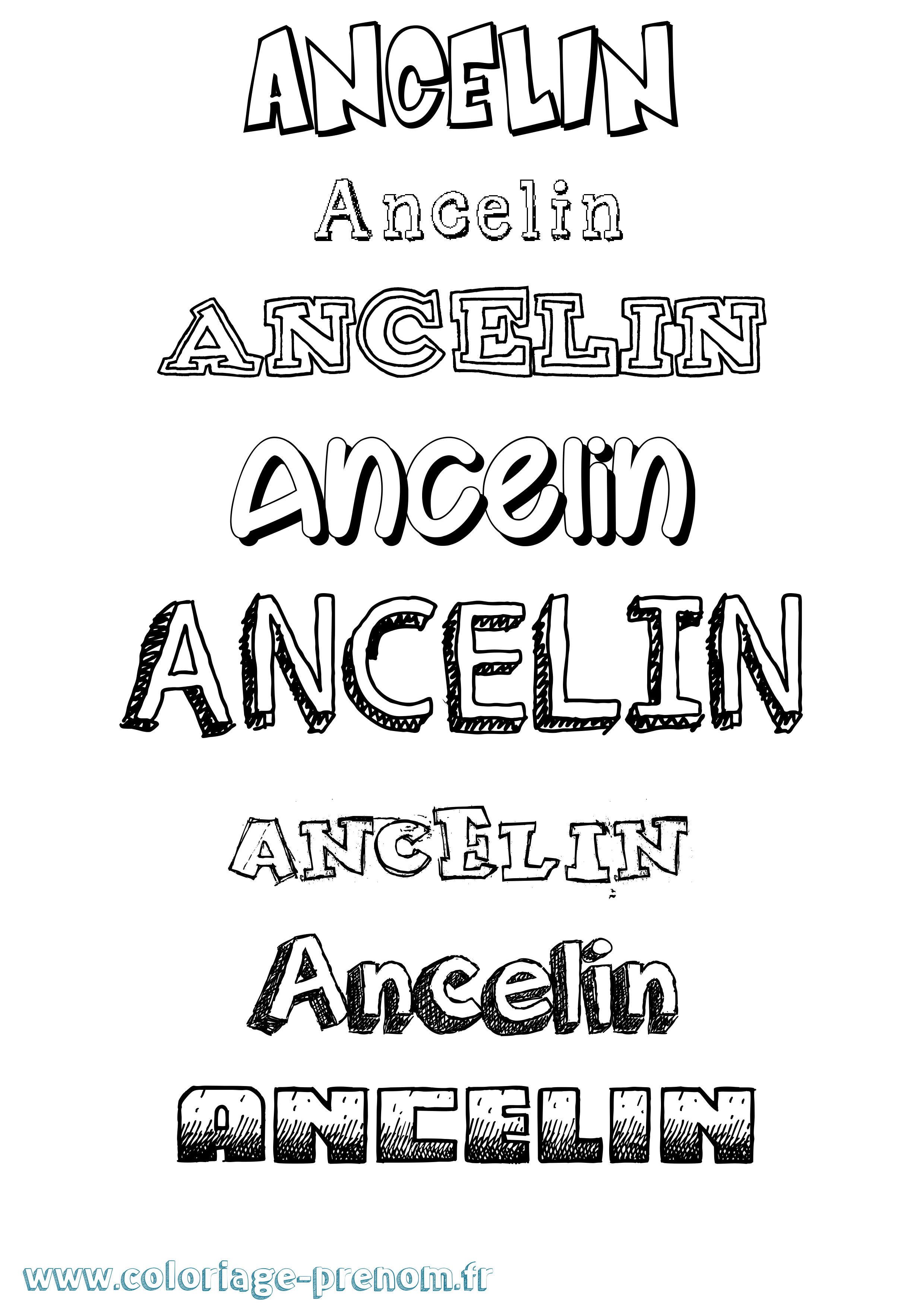 Coloriage prénom Ancelin Dessiné