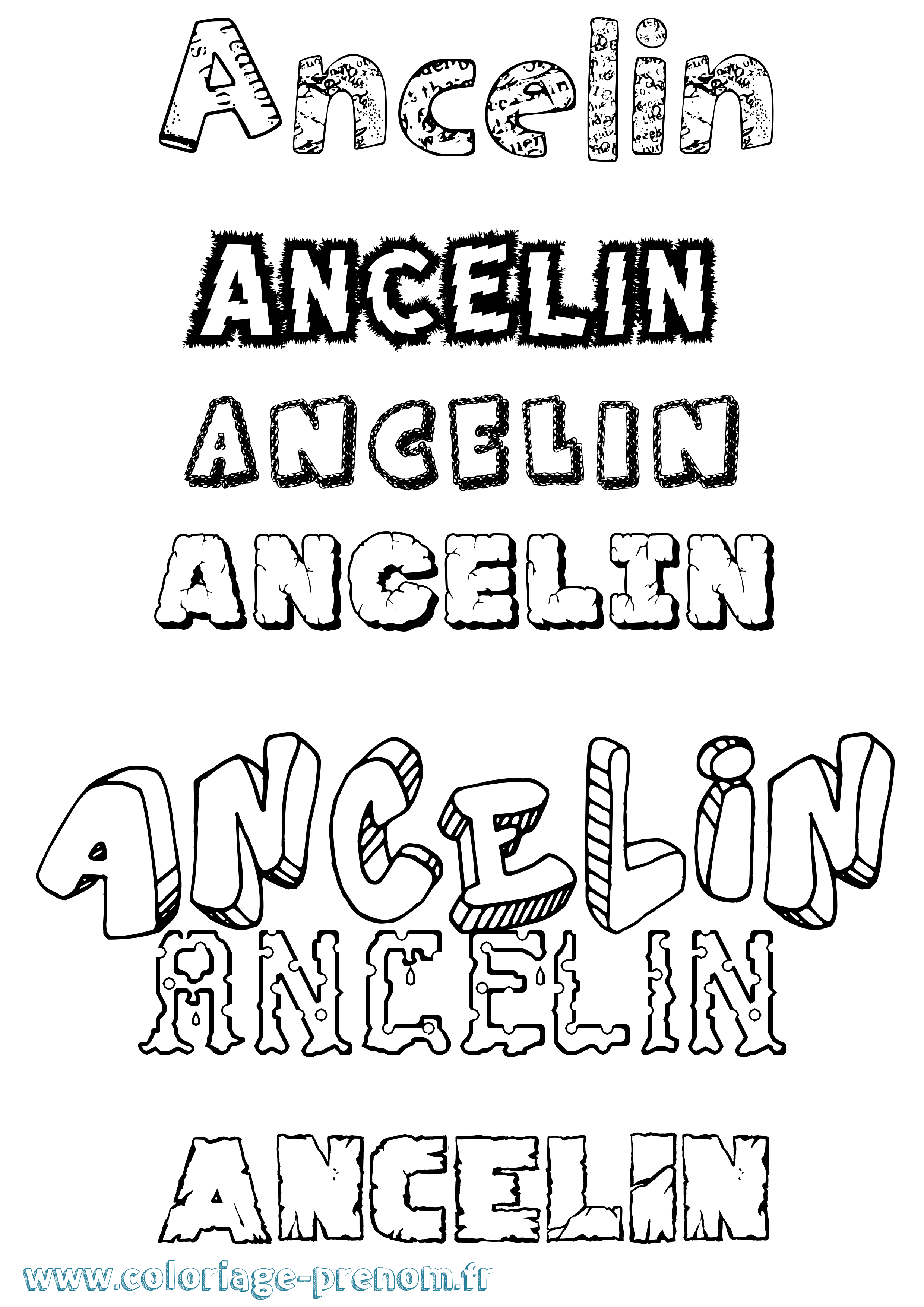 Coloriage prénom Ancelin Destructuré