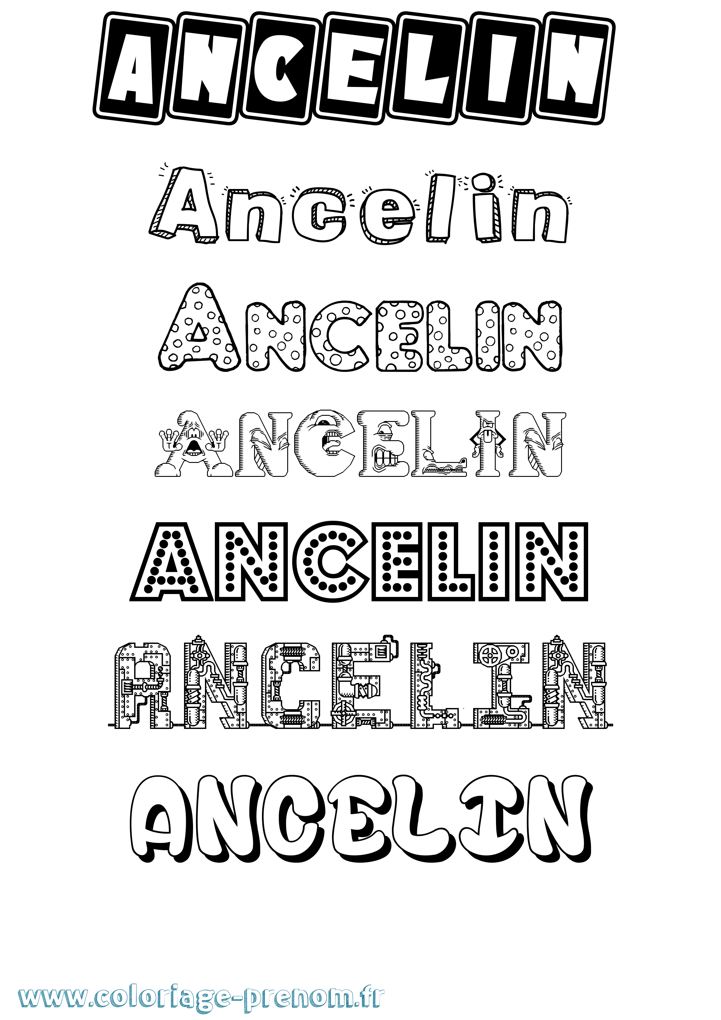 Coloriage prénom Ancelin Fun