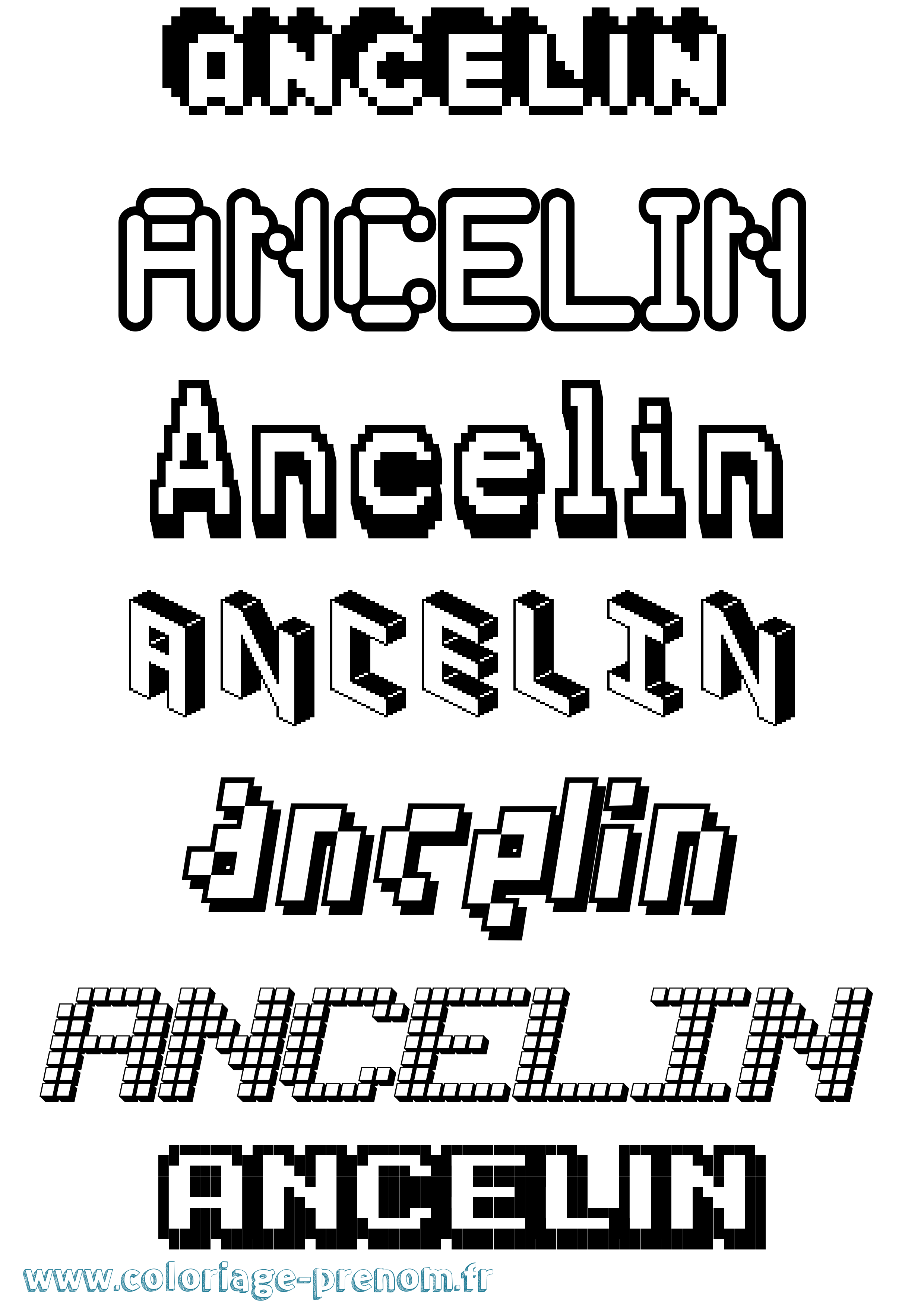Coloriage prénom Ancelin Pixel