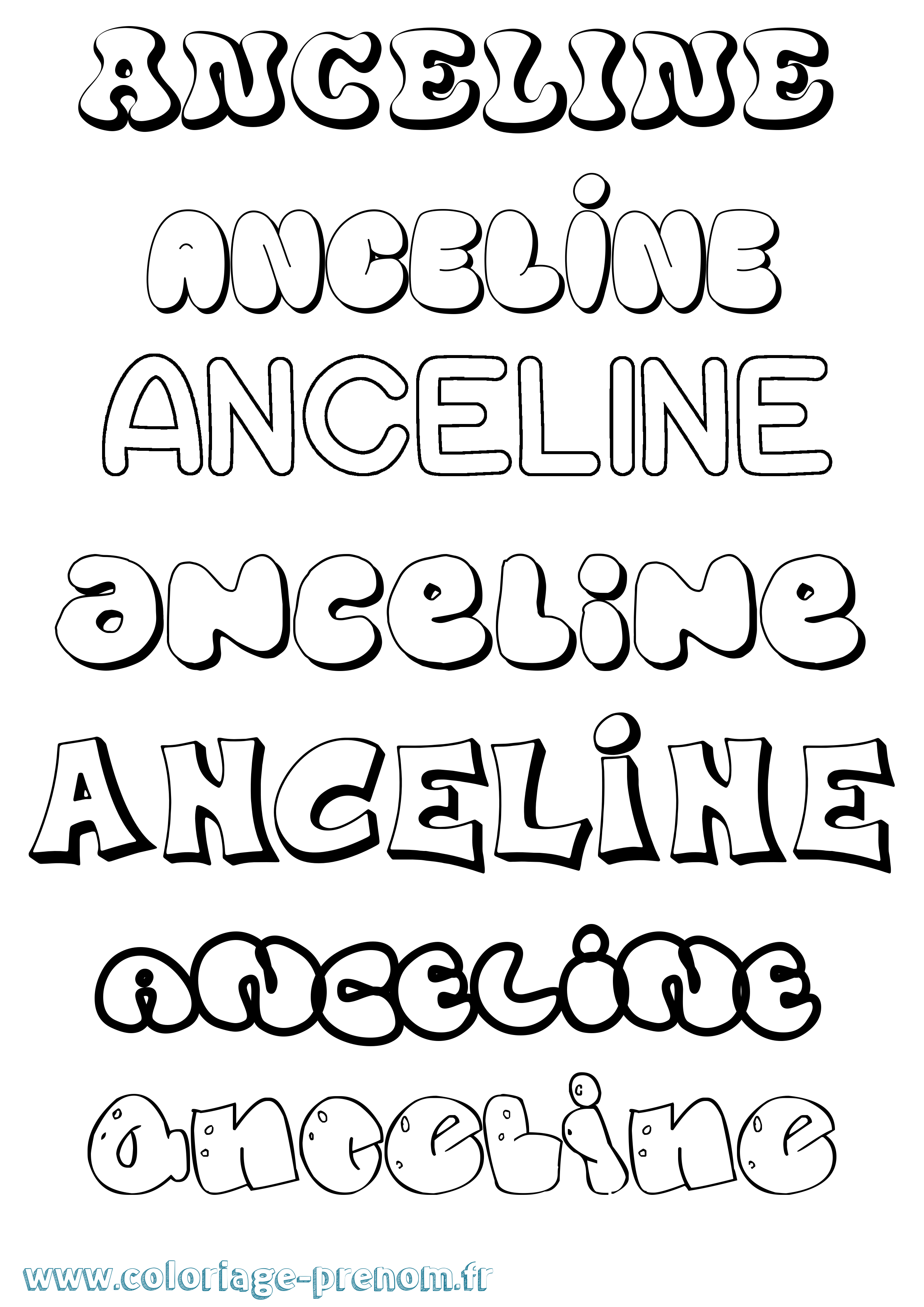 Coloriage prénom Anceline Bubble
