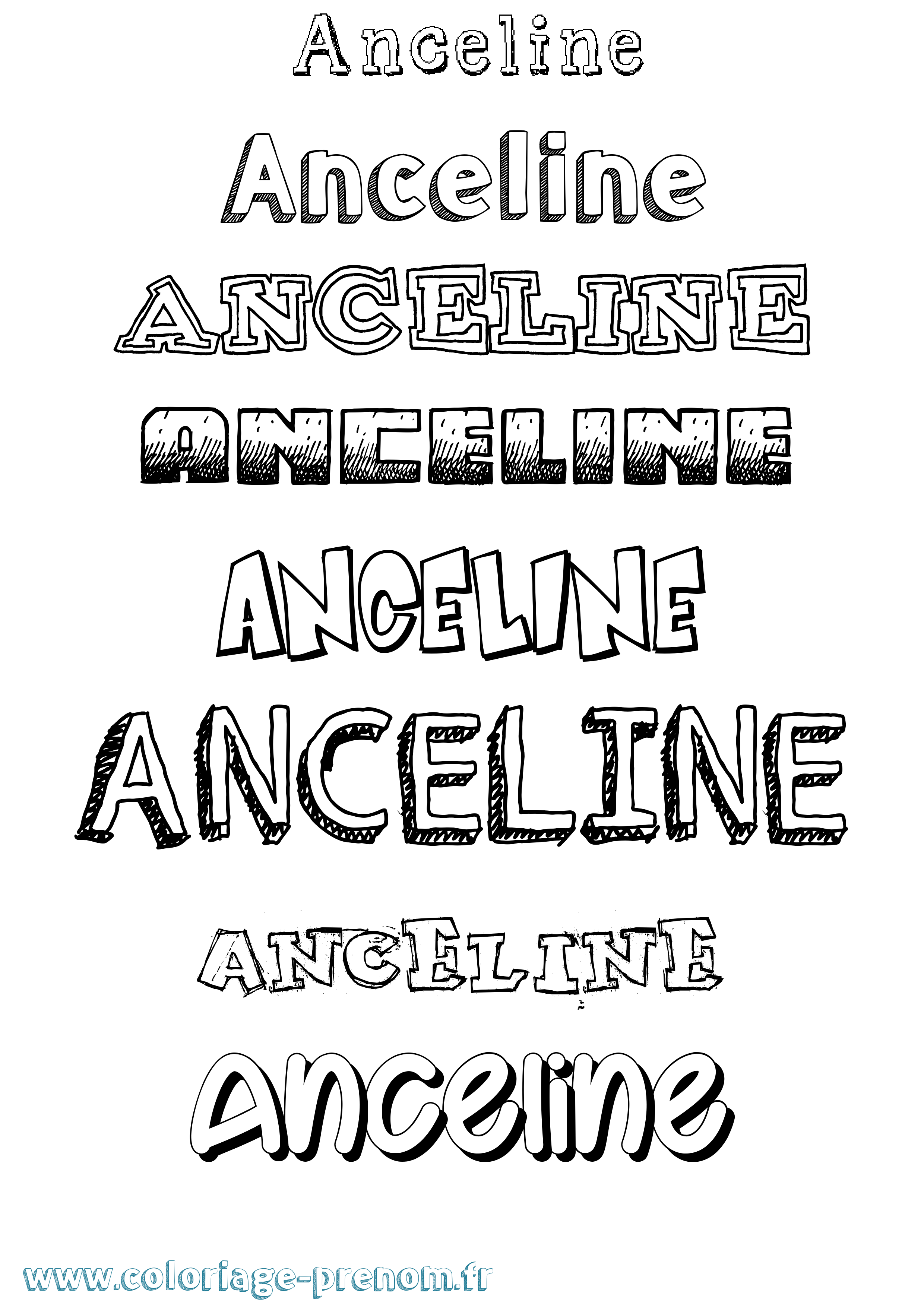 Coloriage Anceline Dessiné Coloriage prénom Anceline Dessiné