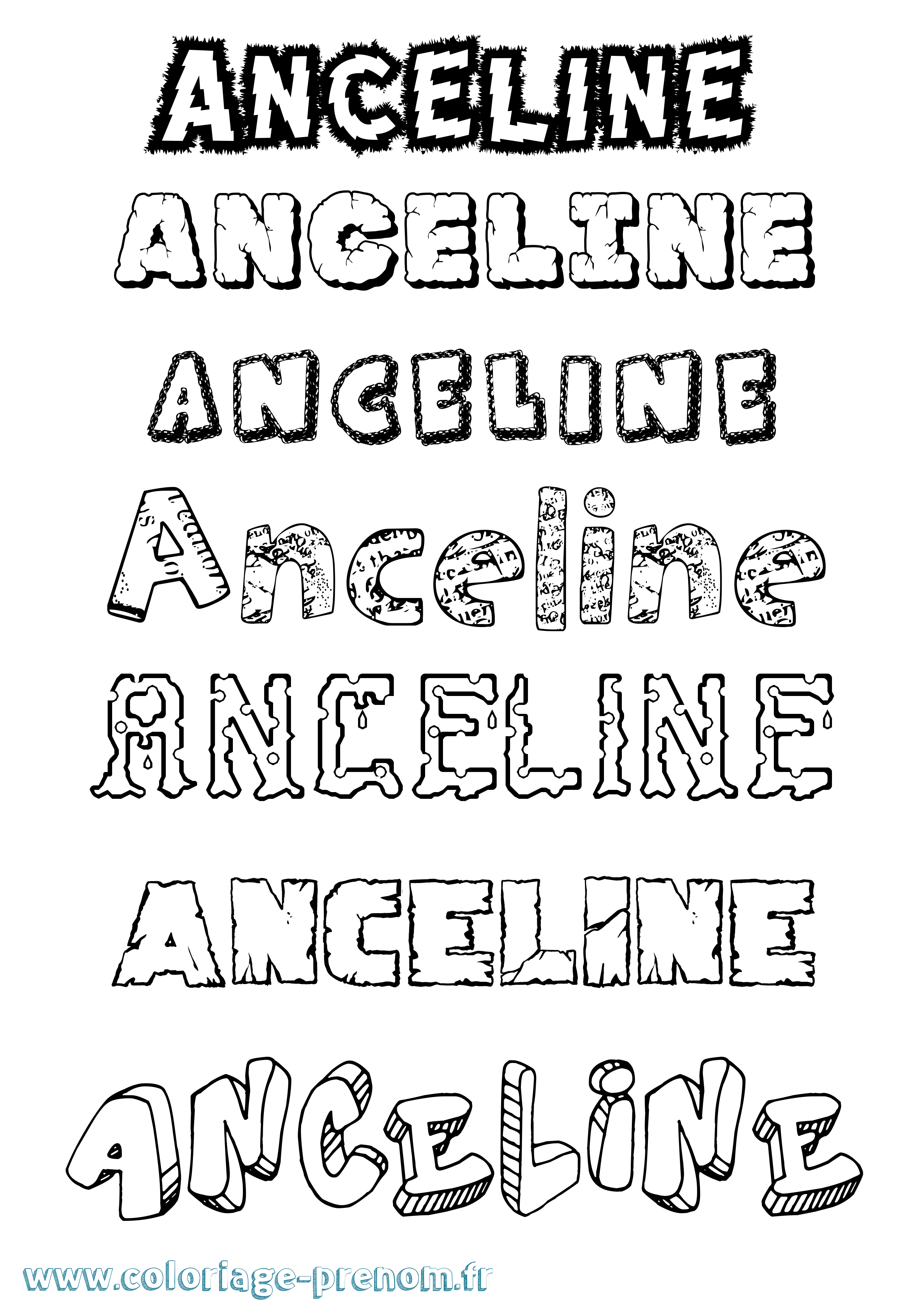 Coloriage Anceline Destructuré Coloriage prénom Anceline Destructuré