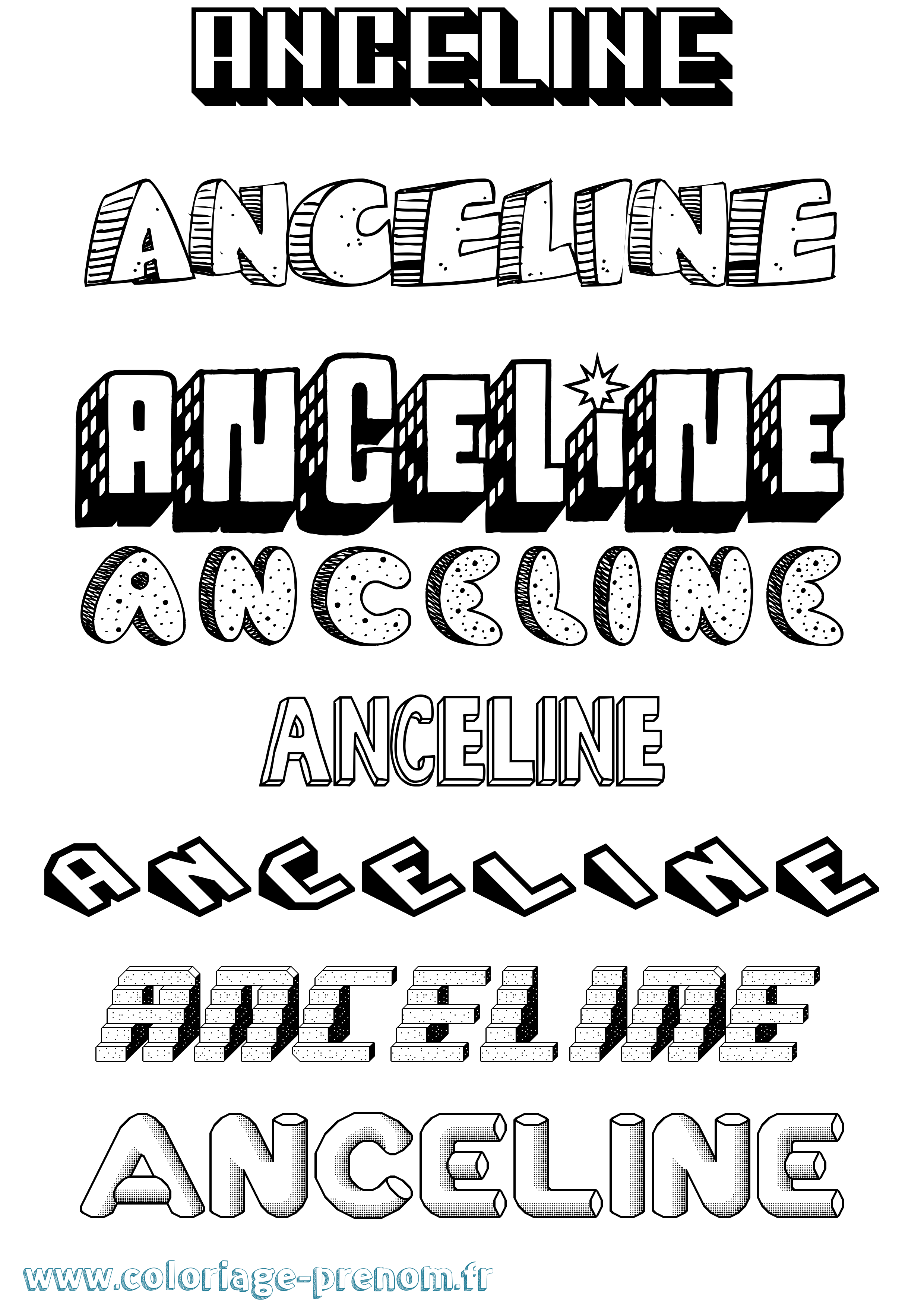 Coloriage prénom Anceline Effet 3D