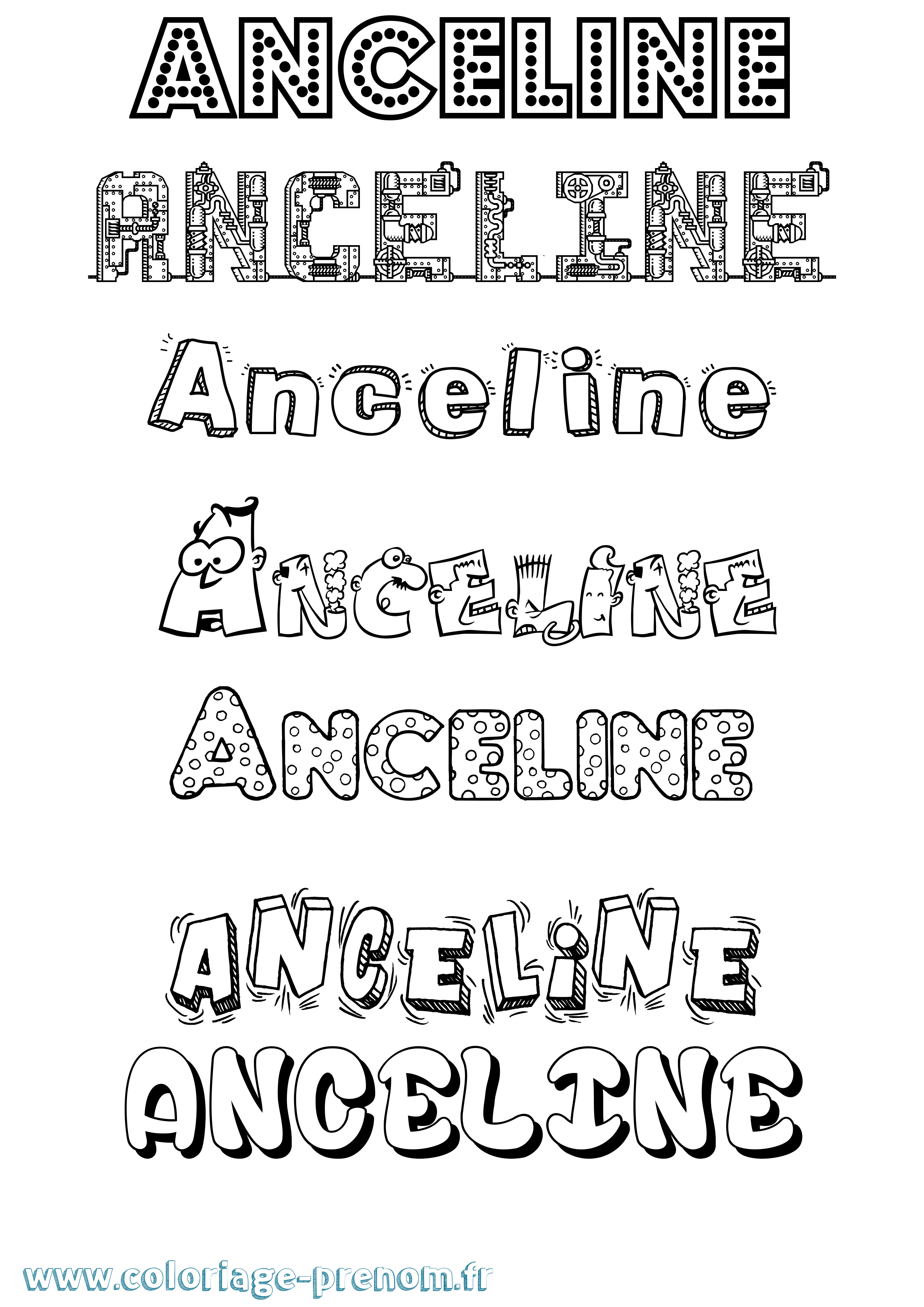 Coloriage prénom Anceline Fun