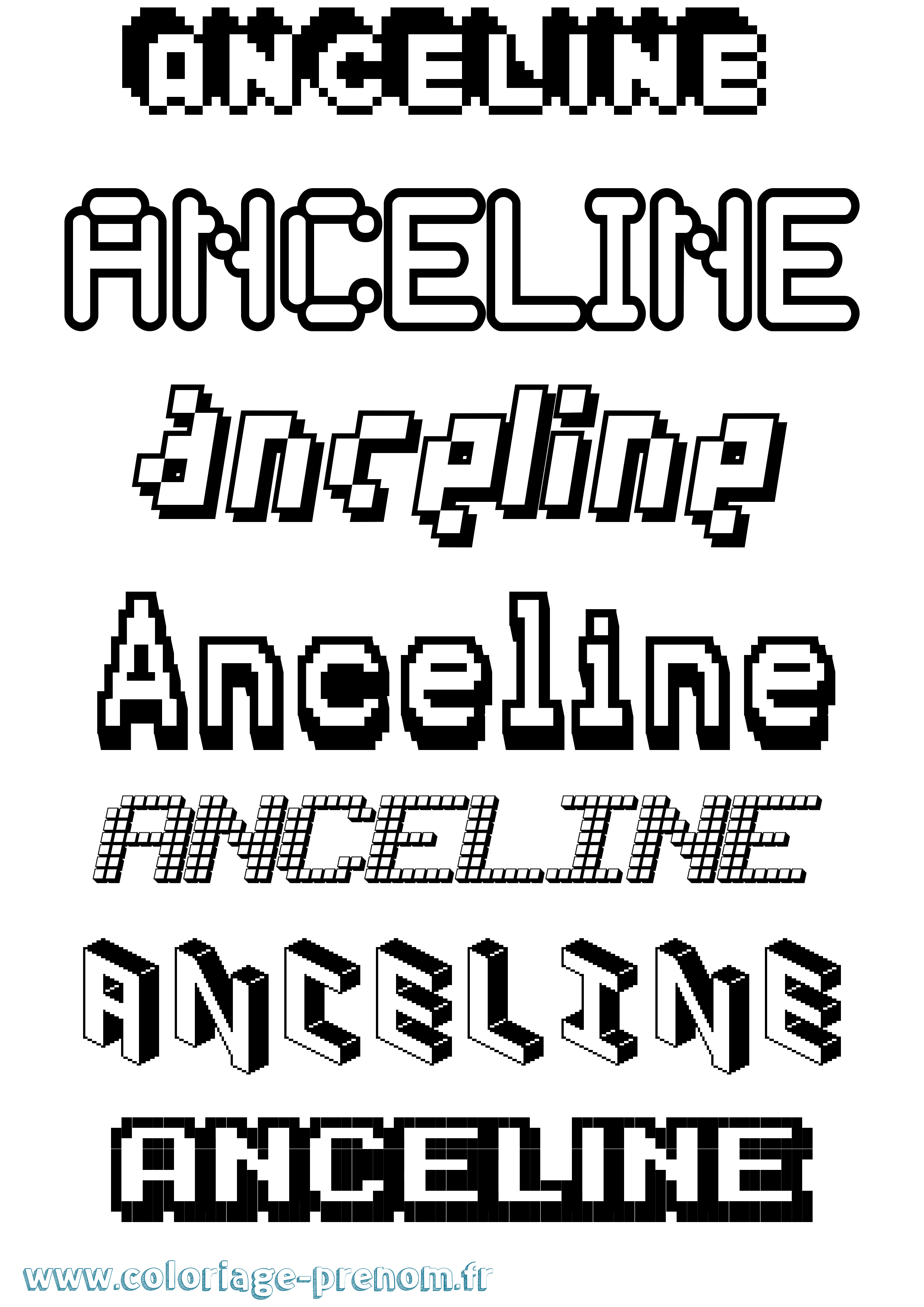 Coloriage prénom Anceline Pixel