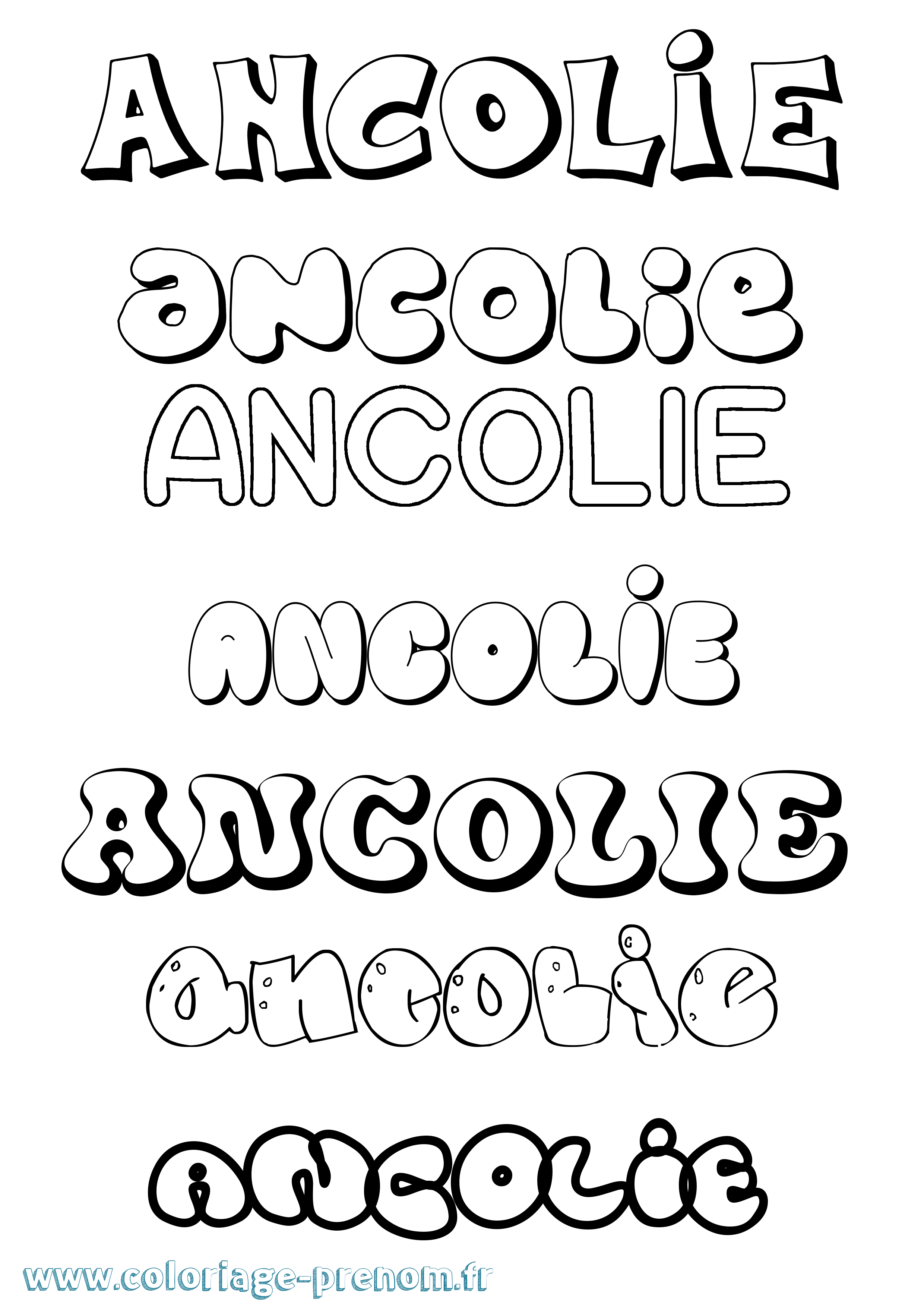 Coloriage prénom Ancolie Bubble