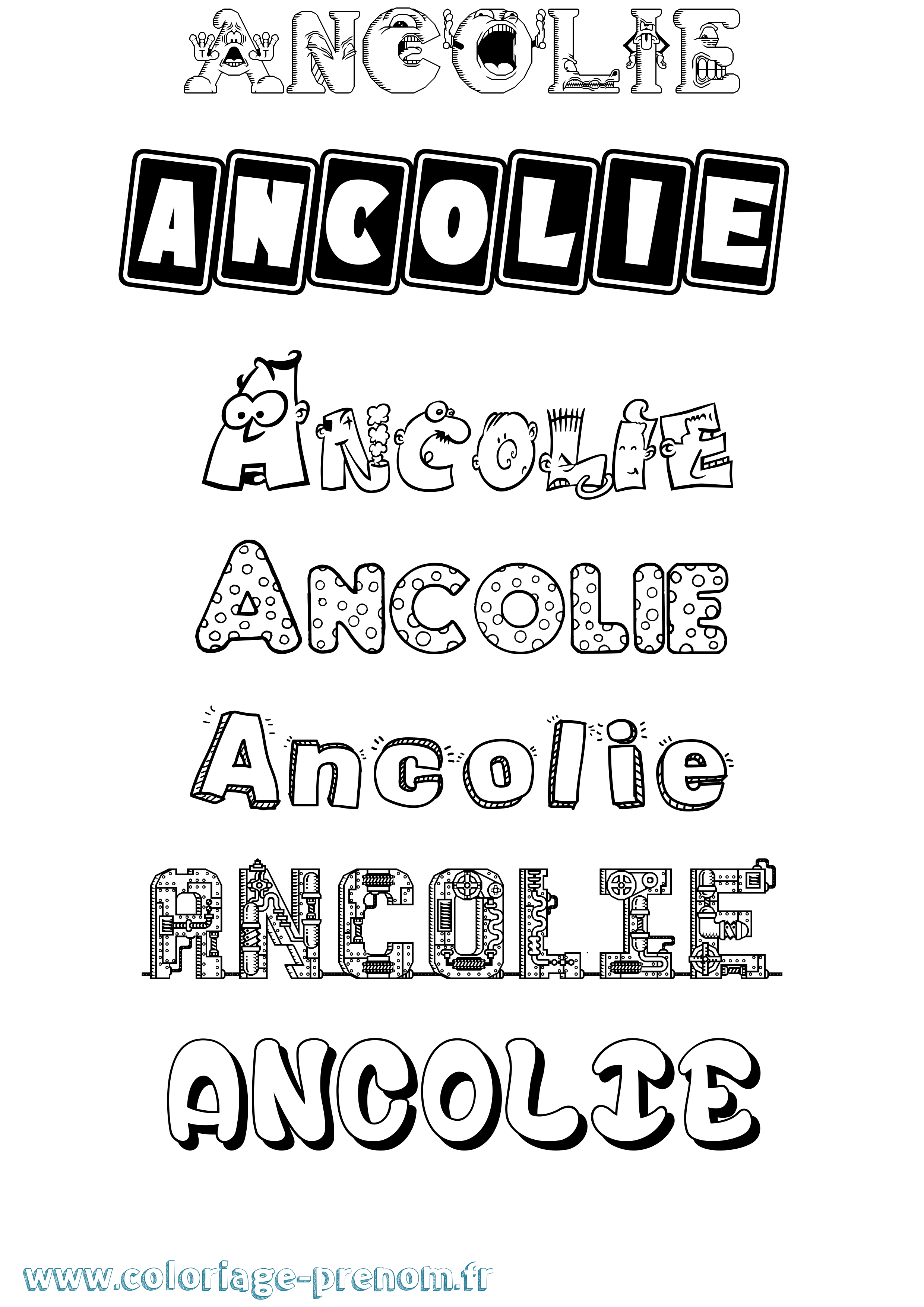 Coloriage prénom Ancolie Fun