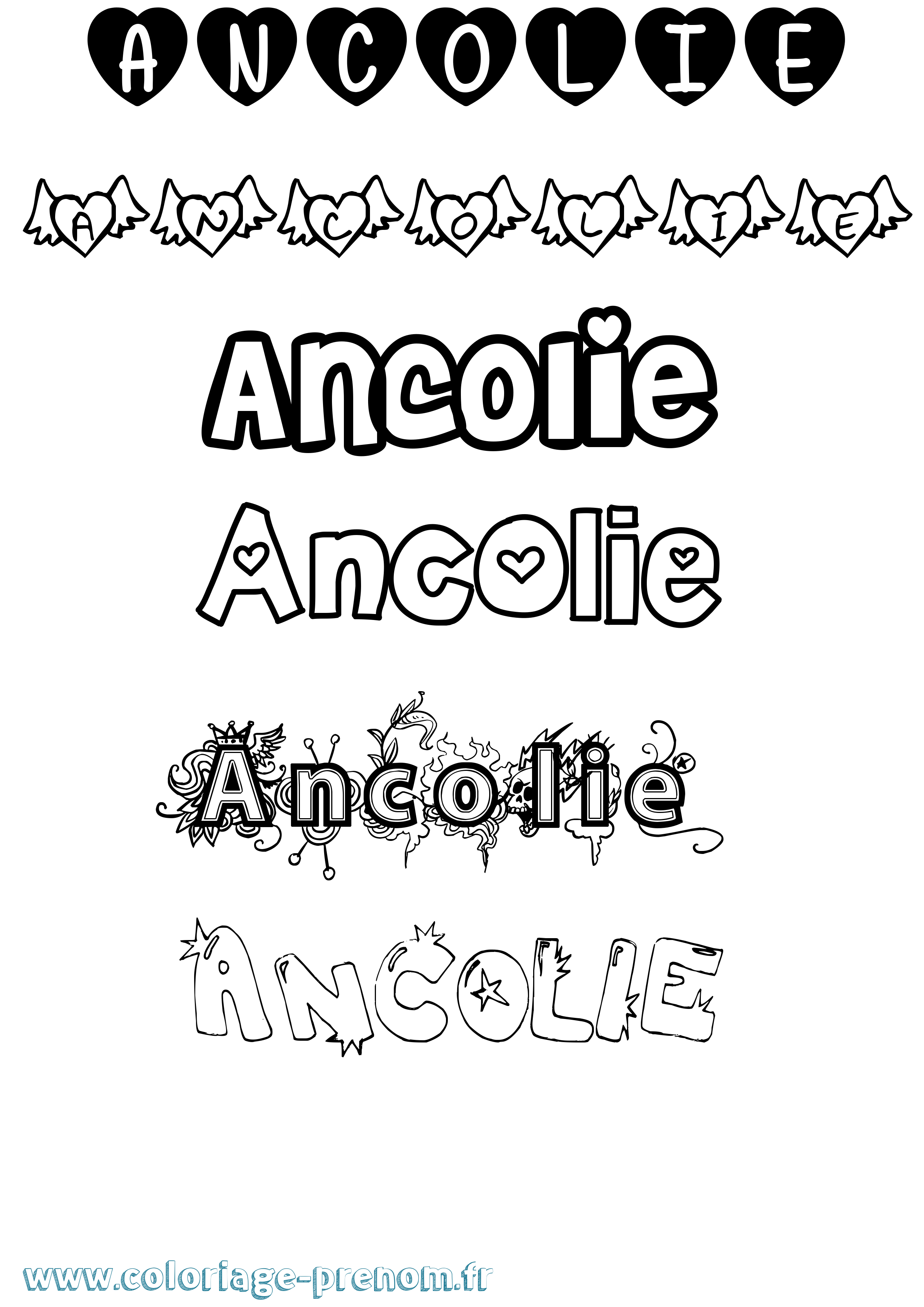 Coloriage prénom Ancolie Girly