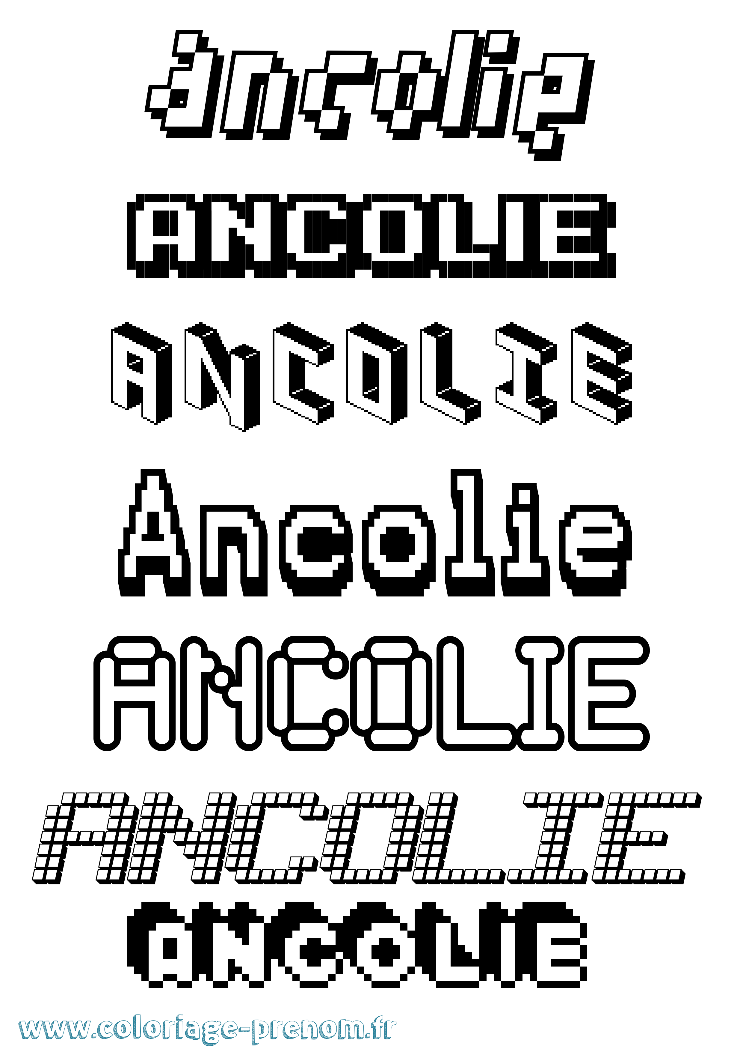 Coloriage prénom Ancolie Pixel