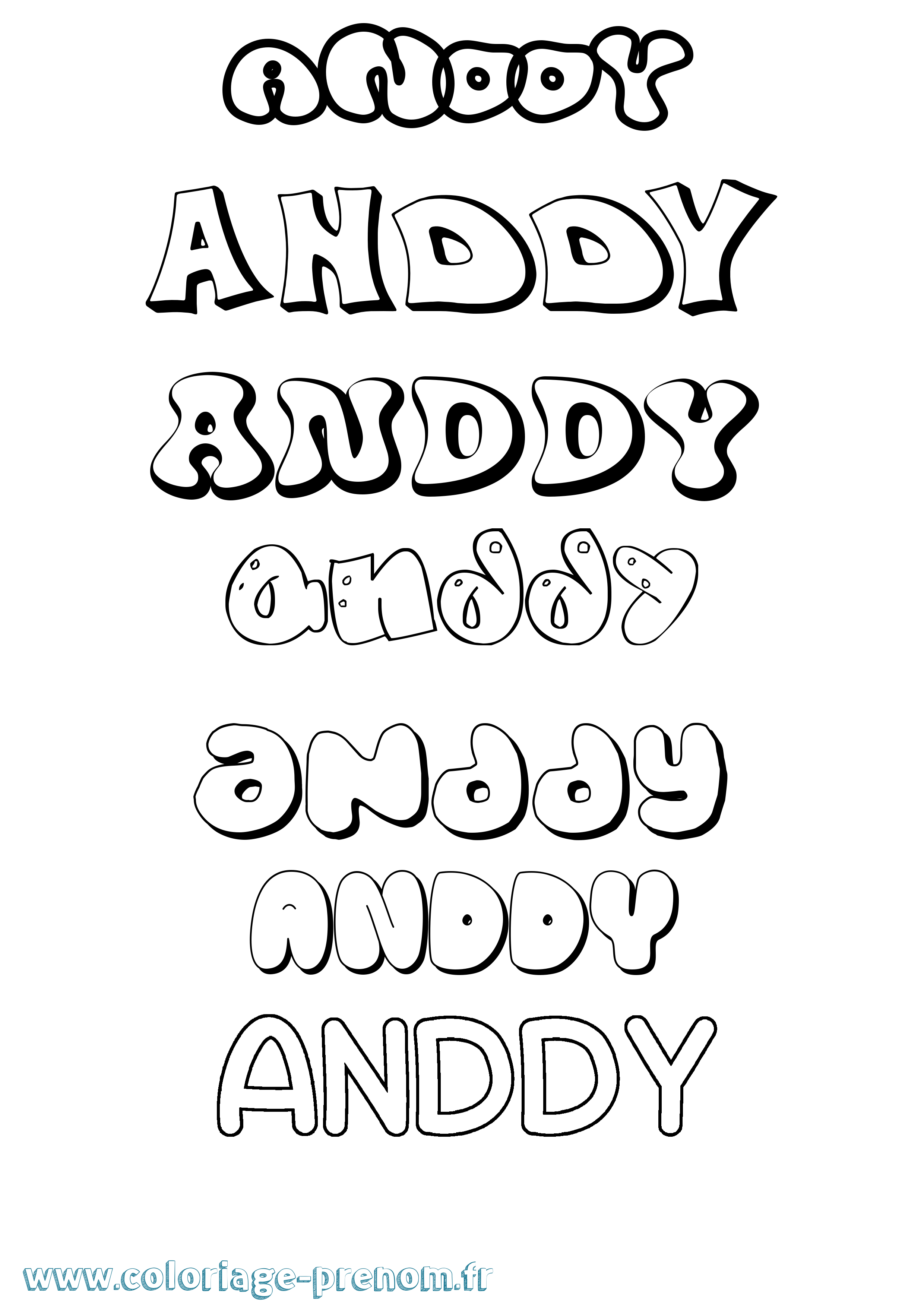 Coloriage prénom Anddy Bubble