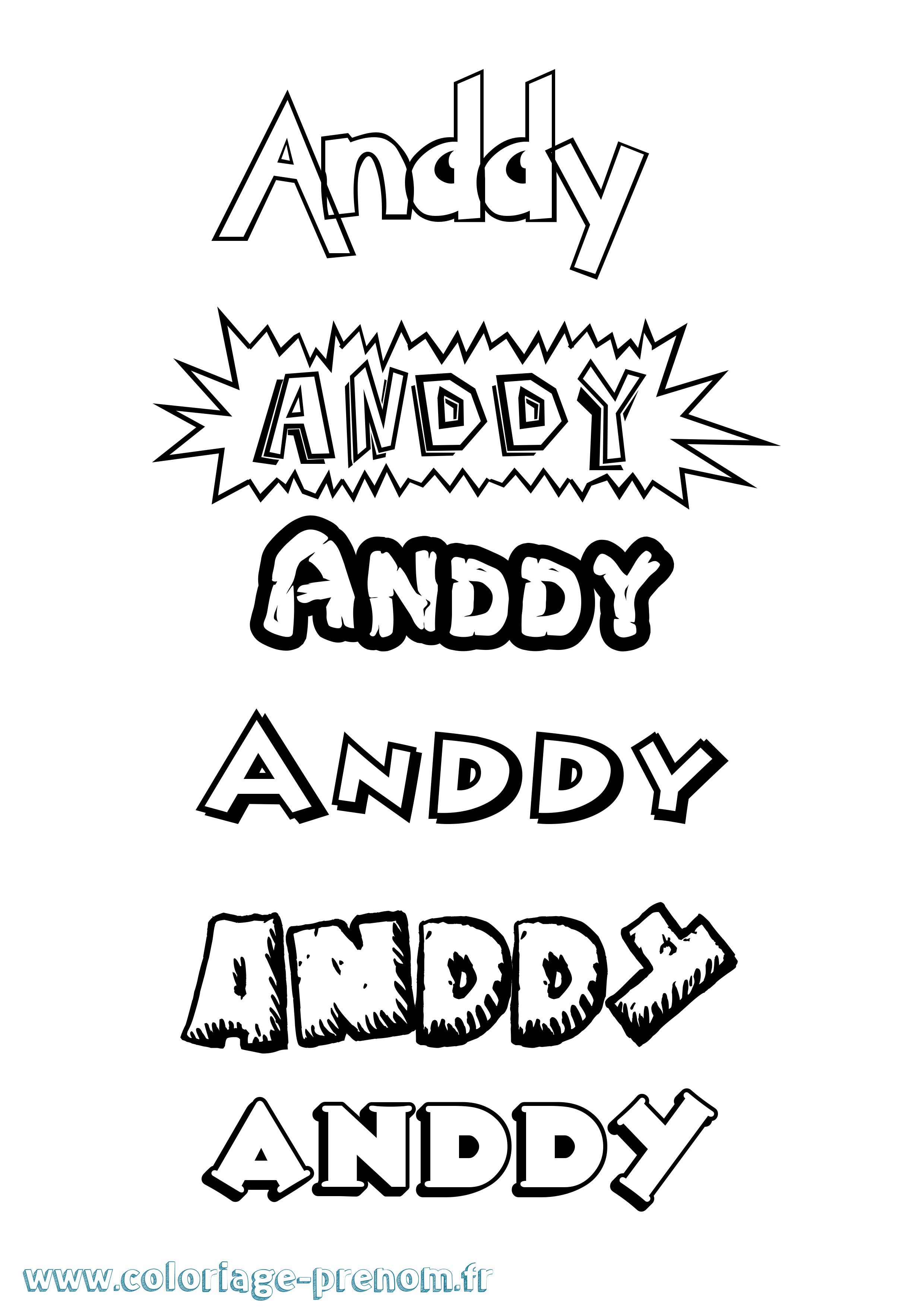 Coloriage prénom Anddy Dessin Animé