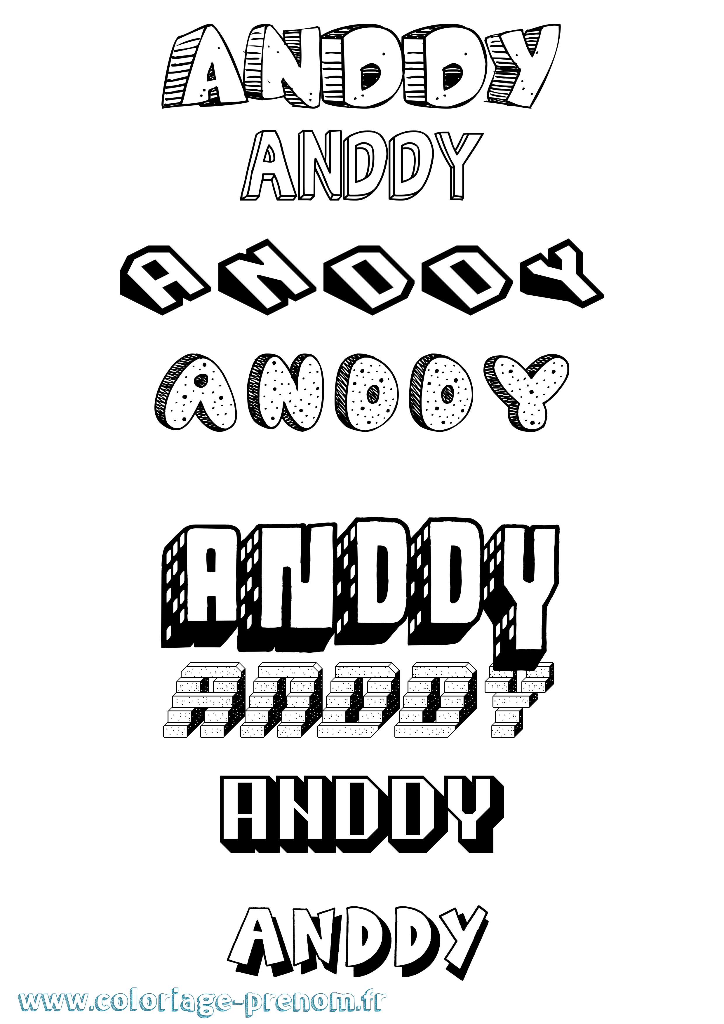 Coloriage prénom Anddy Effet 3D