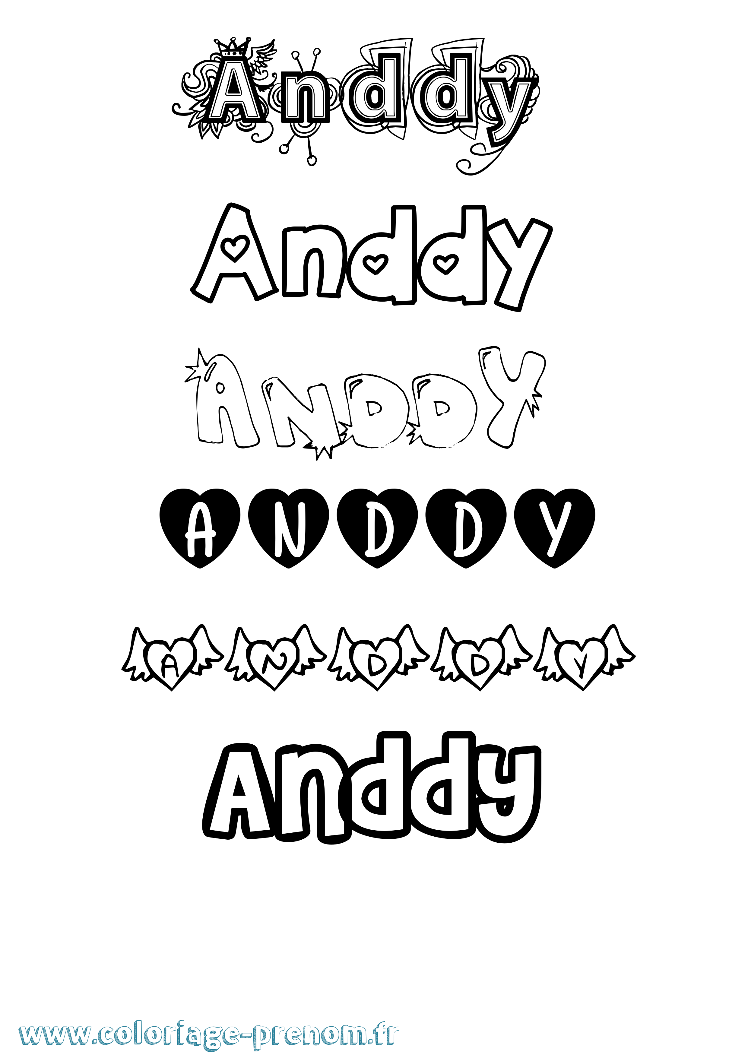 Coloriage prénom Anddy Girly