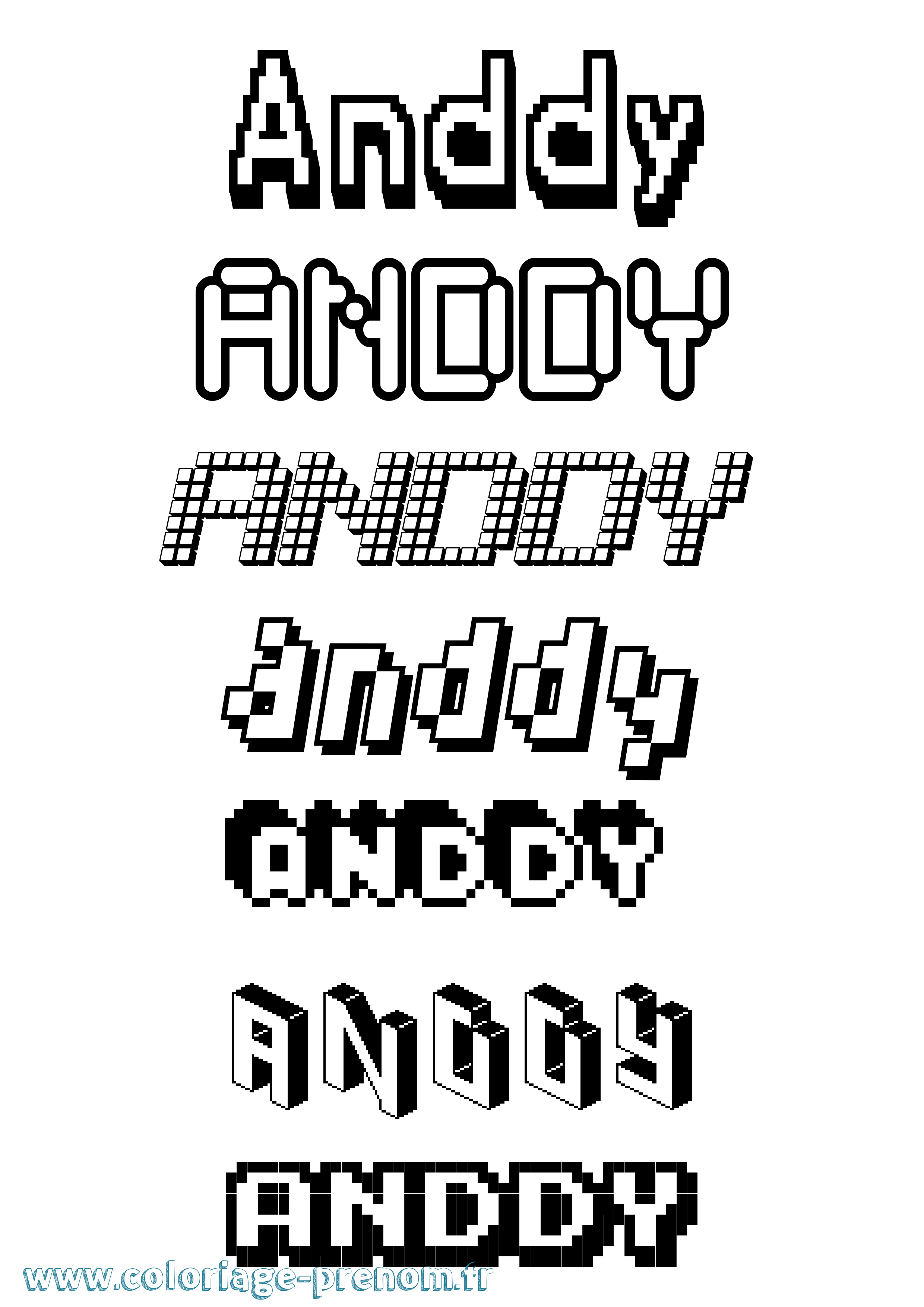 Coloriage prénom Anddy Pixel