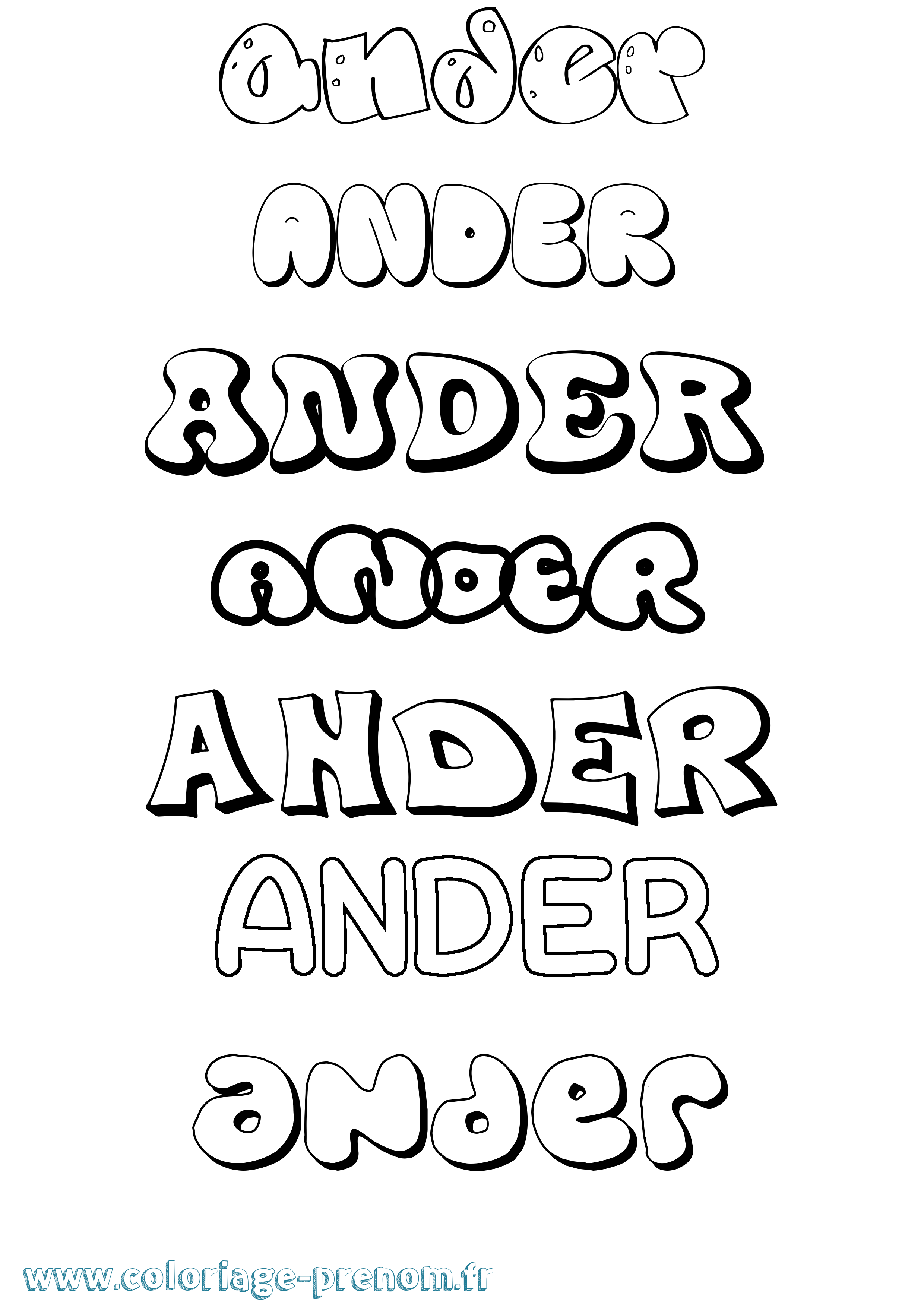 Coloriage Ander Bubble Coloriage prénom Ander Bubble