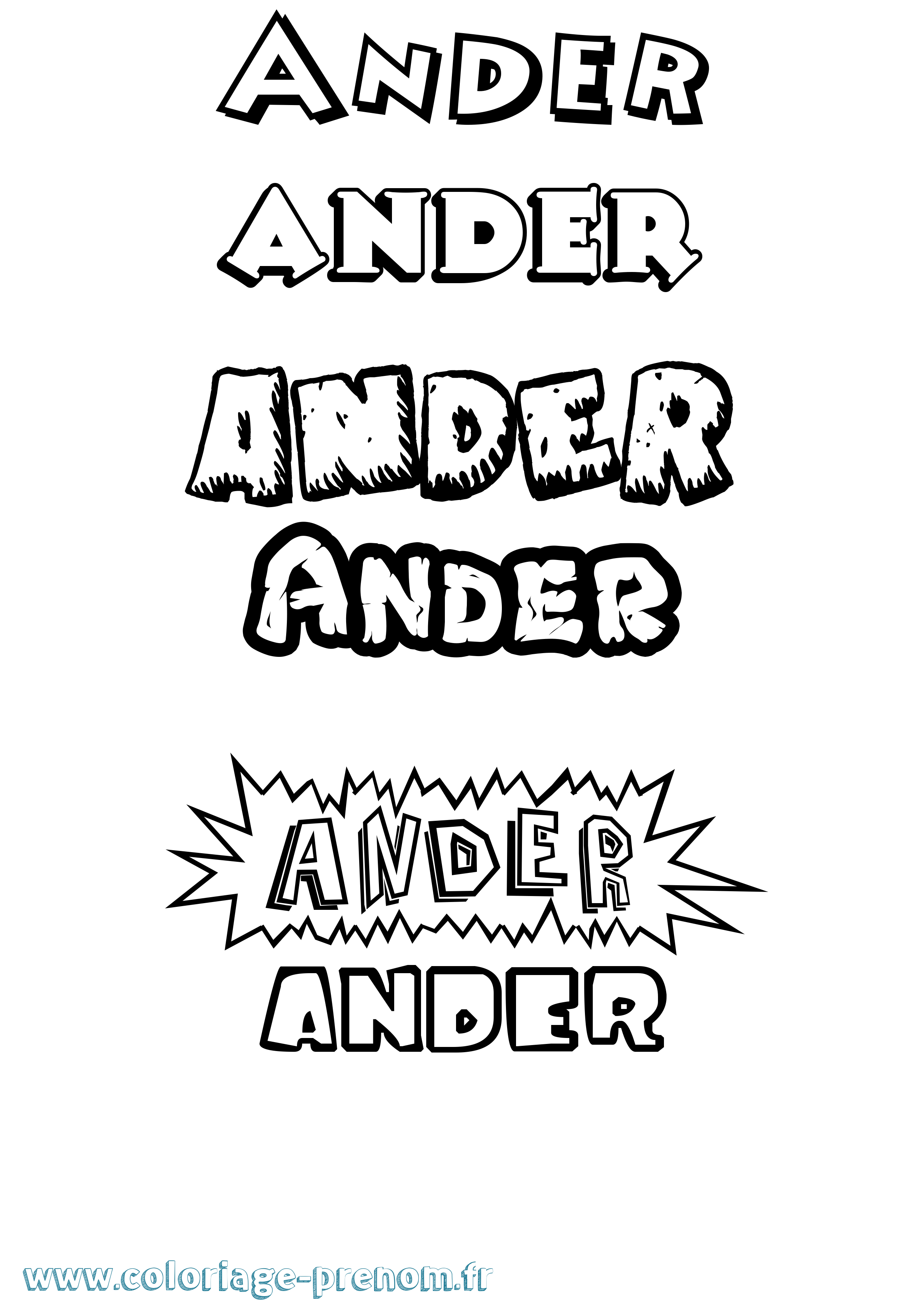 Coloriage Ander Dessin Animé Coloriage prénom Ander Dessin Animé