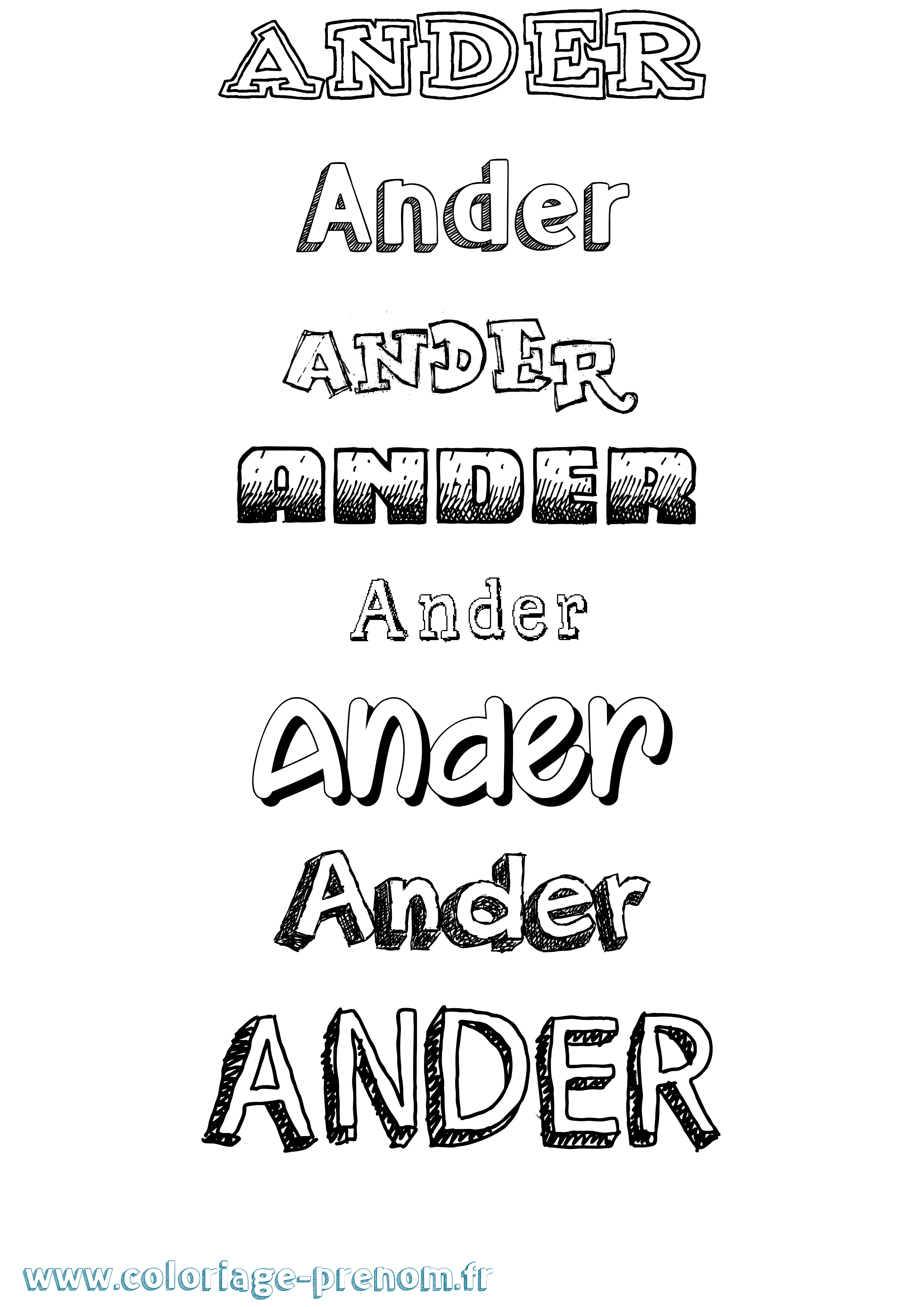 Coloriage Ander Dessiné Coloriage prénom Ander Dessiné