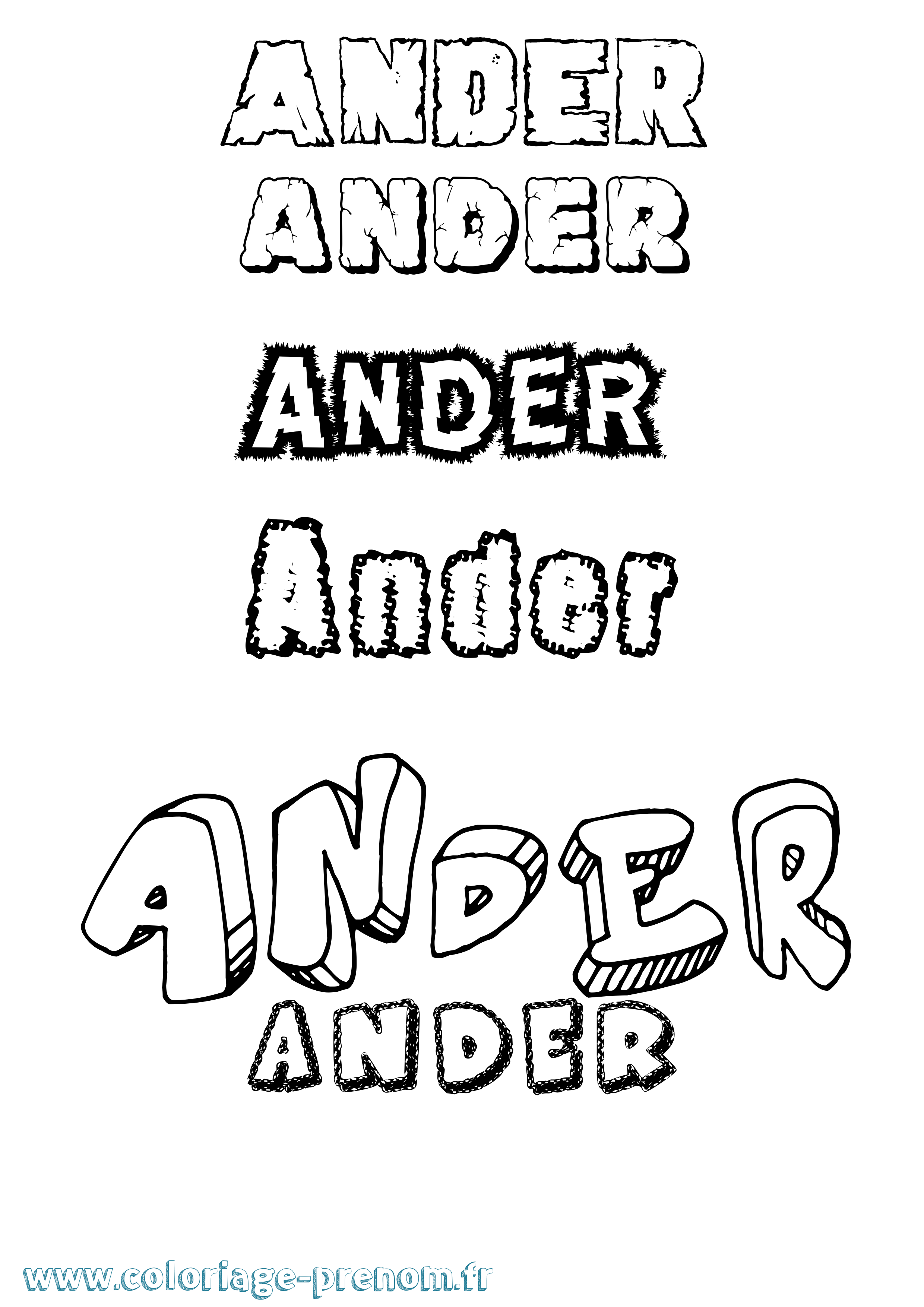 Coloriage Ander Destructuré Coloriage prénom Ander Destructuré