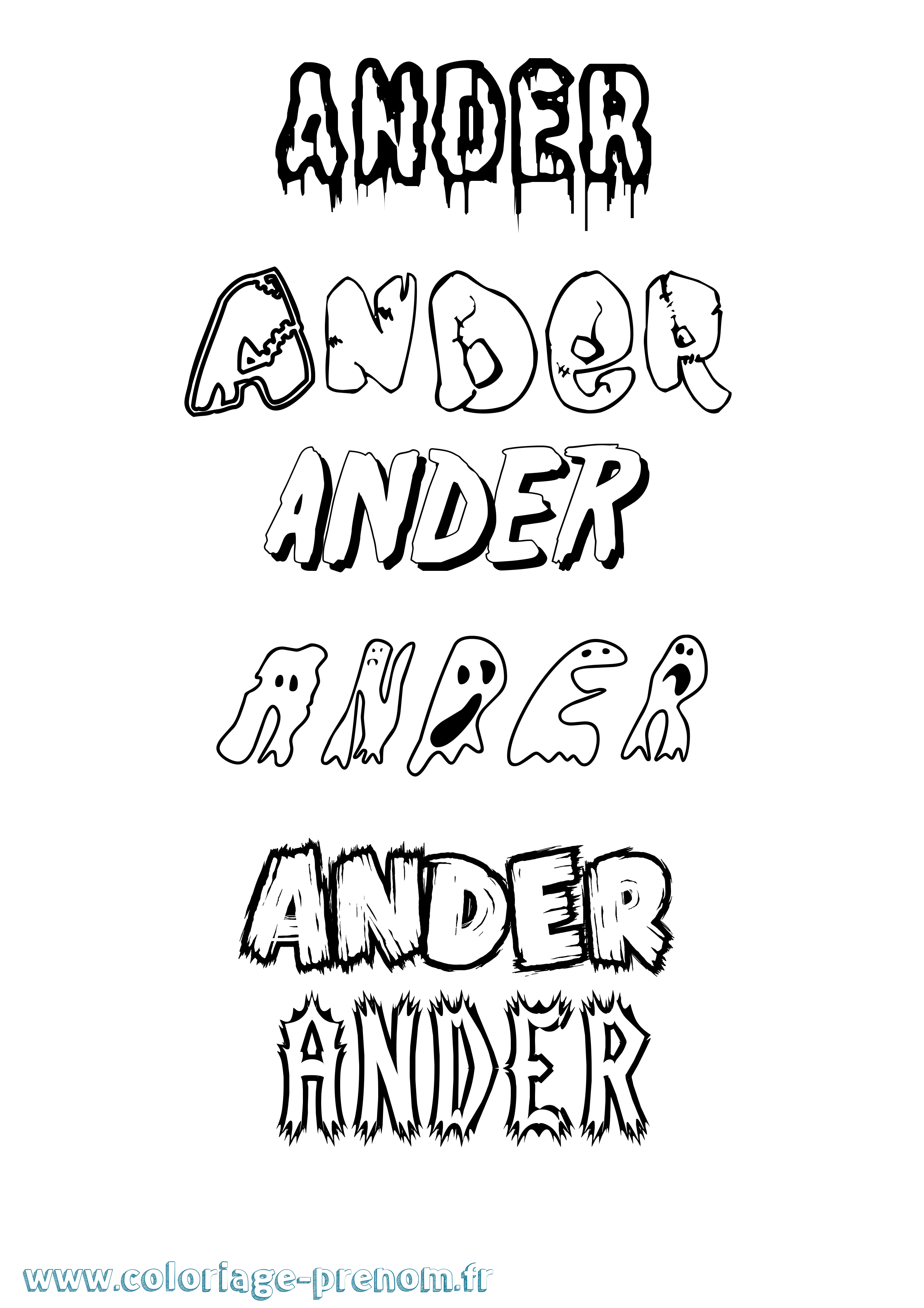 Coloriage Ander Frisson Coloriage prénom Ander Frisson
