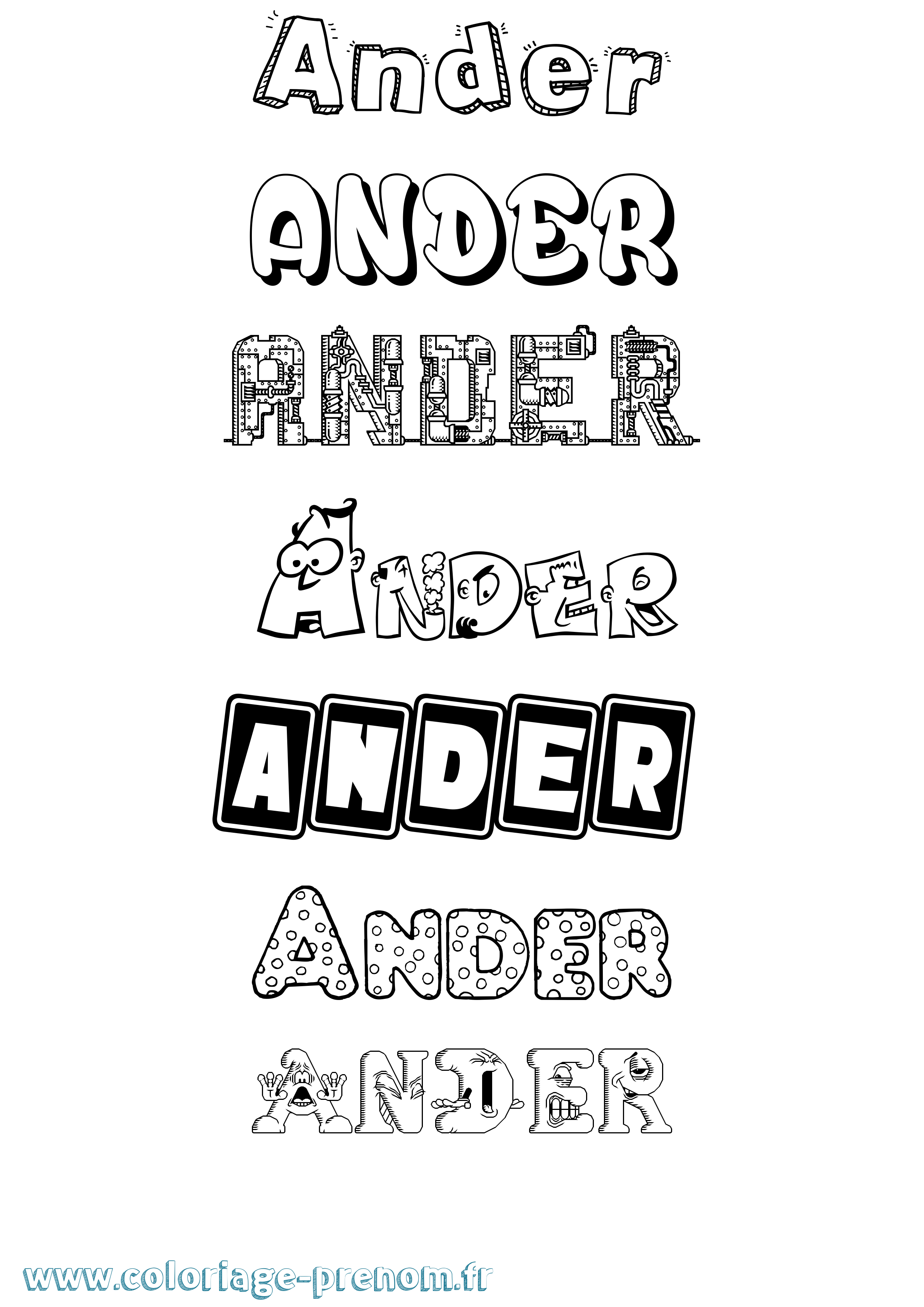 Coloriage Ander Fun Coloriage prénom Ander Fun