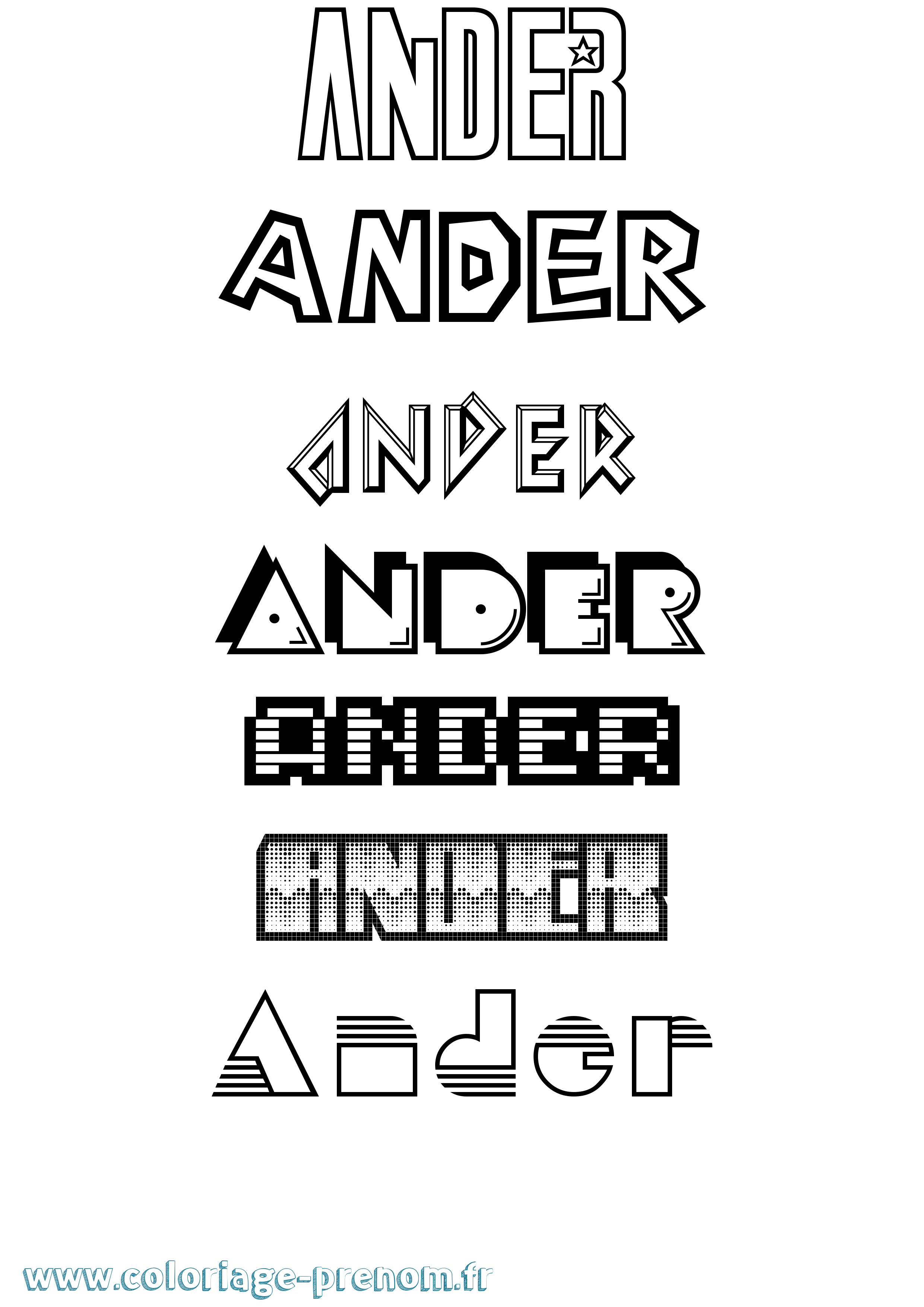 Coloriage Ander Jeux Vidéos Coloriage prénom Ander Jeux Vidéos