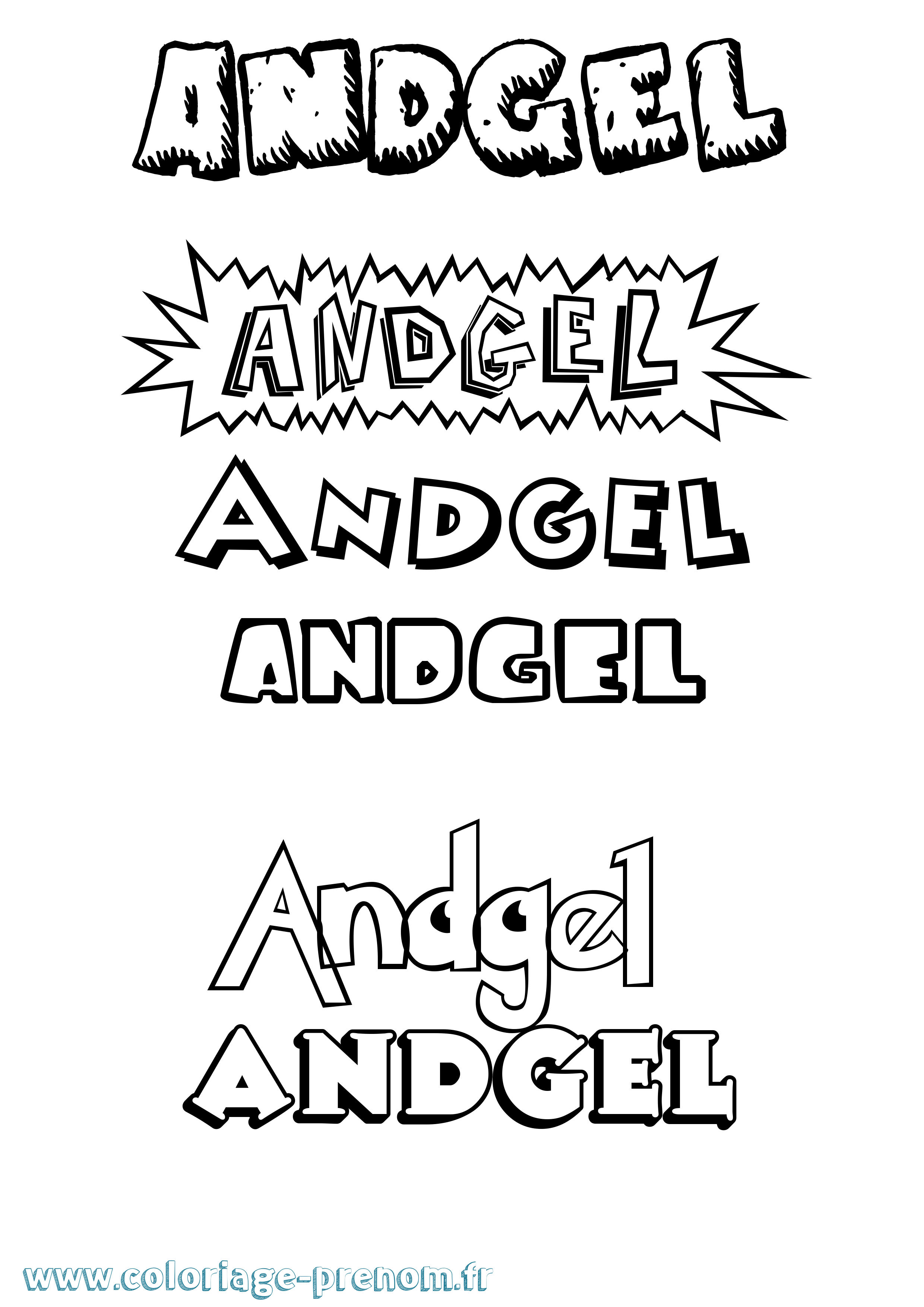 Coloriage Andgel Dessin Animé Coloriage prénom Andgel Dessin Animé