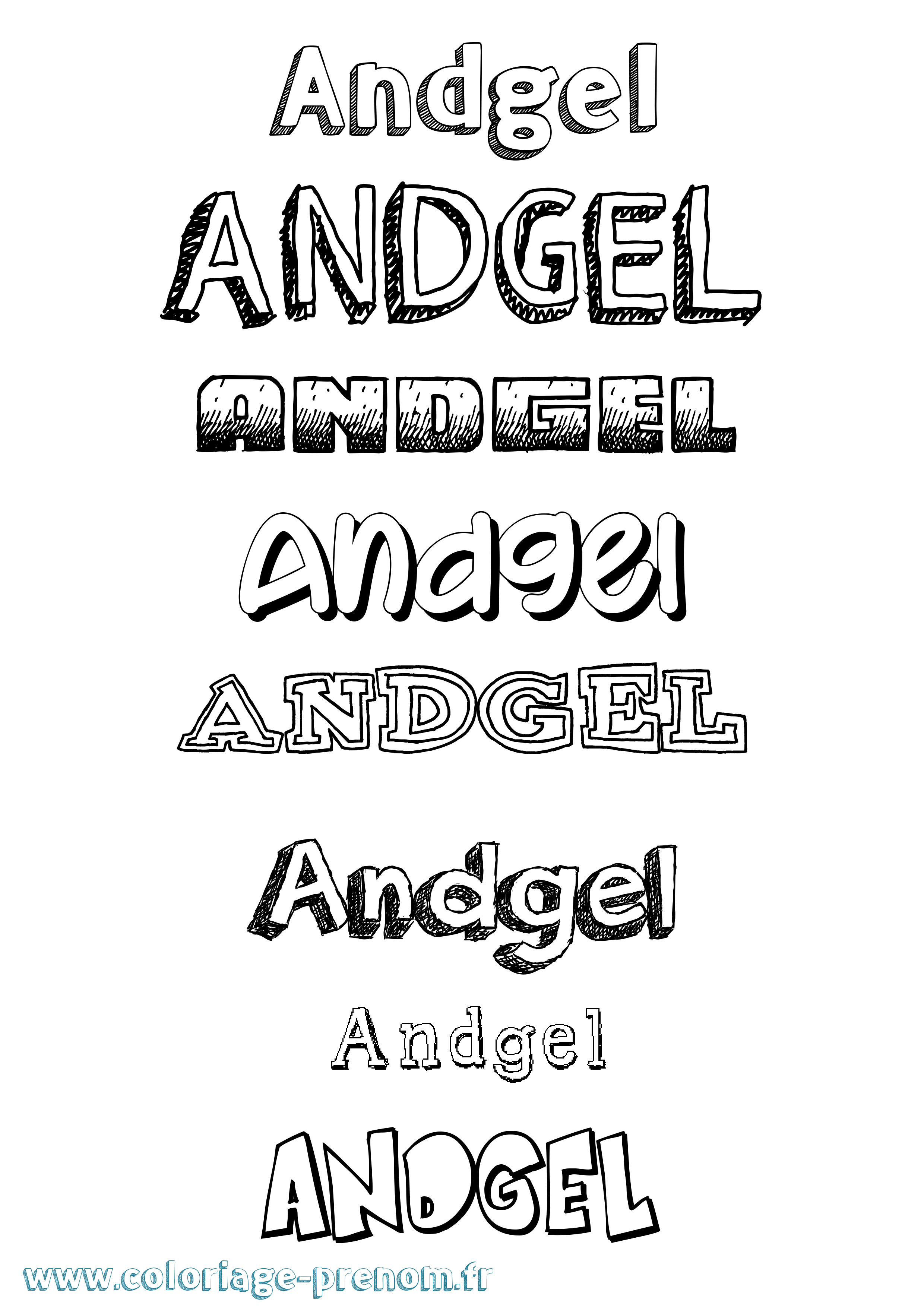 Coloriage Andgel Dessiné Coloriage prénom Andgel Dessiné