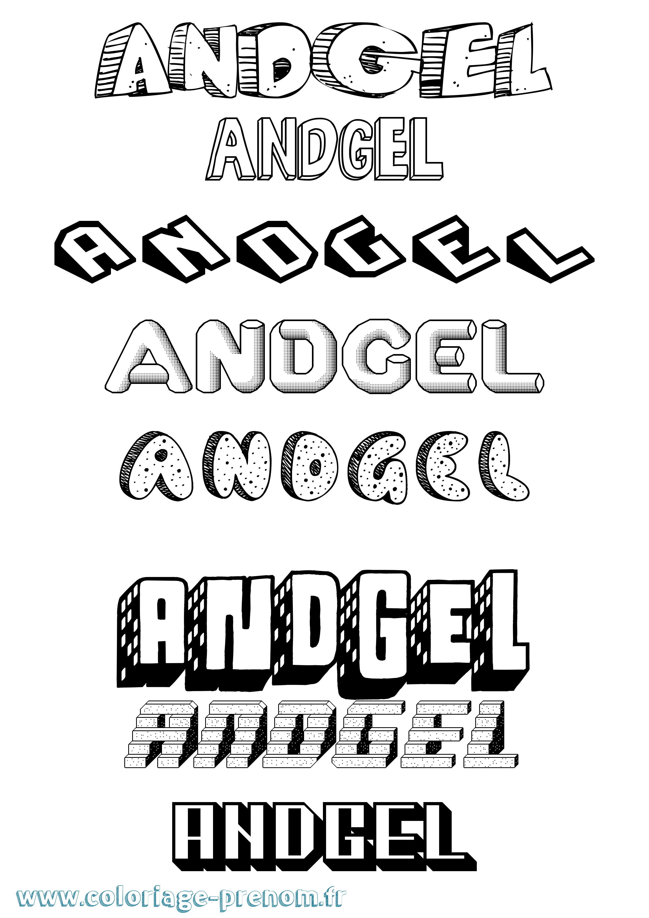 Coloriage prénom Andgel Effet 3D