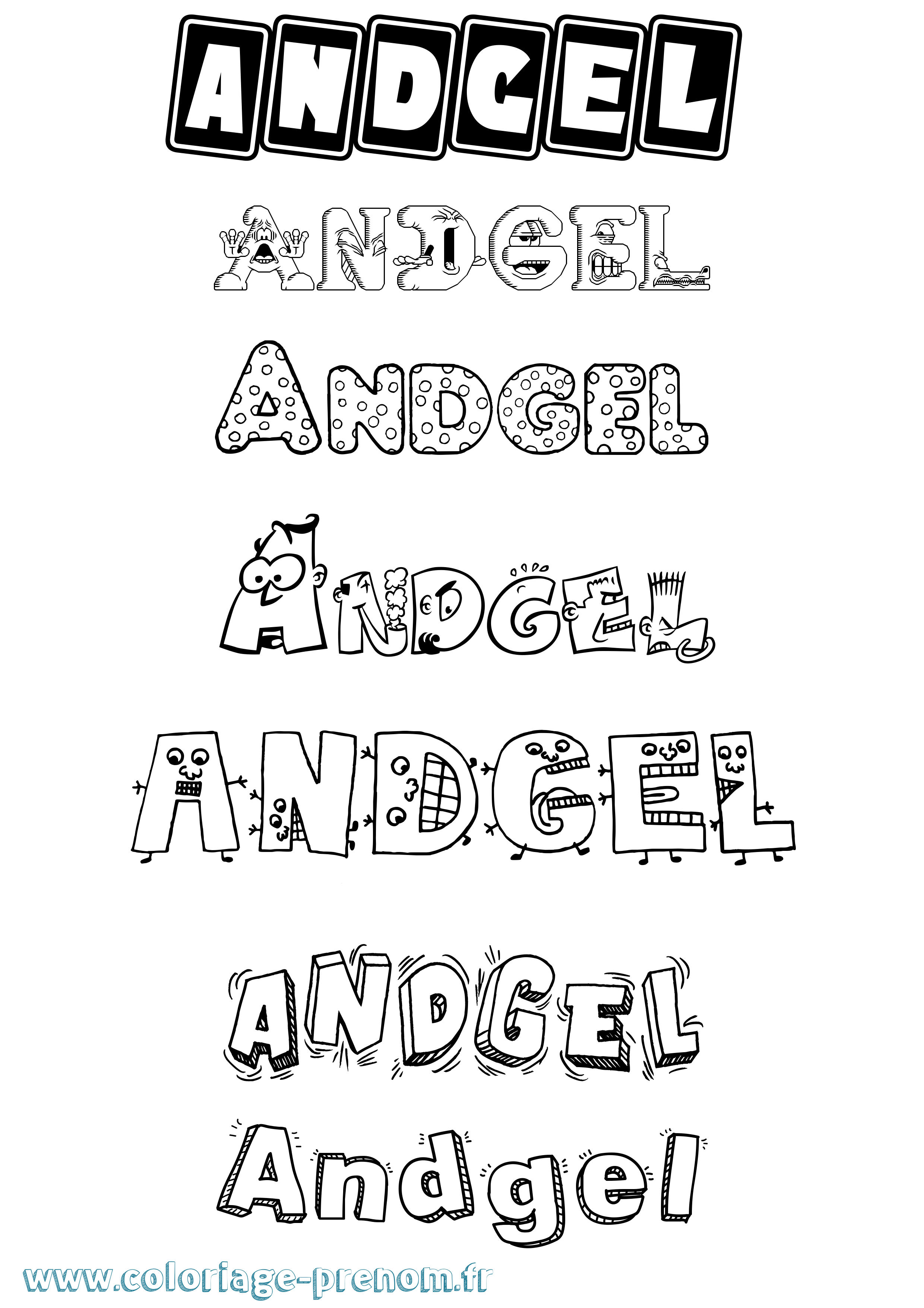 Coloriage prénom Andgel Fun