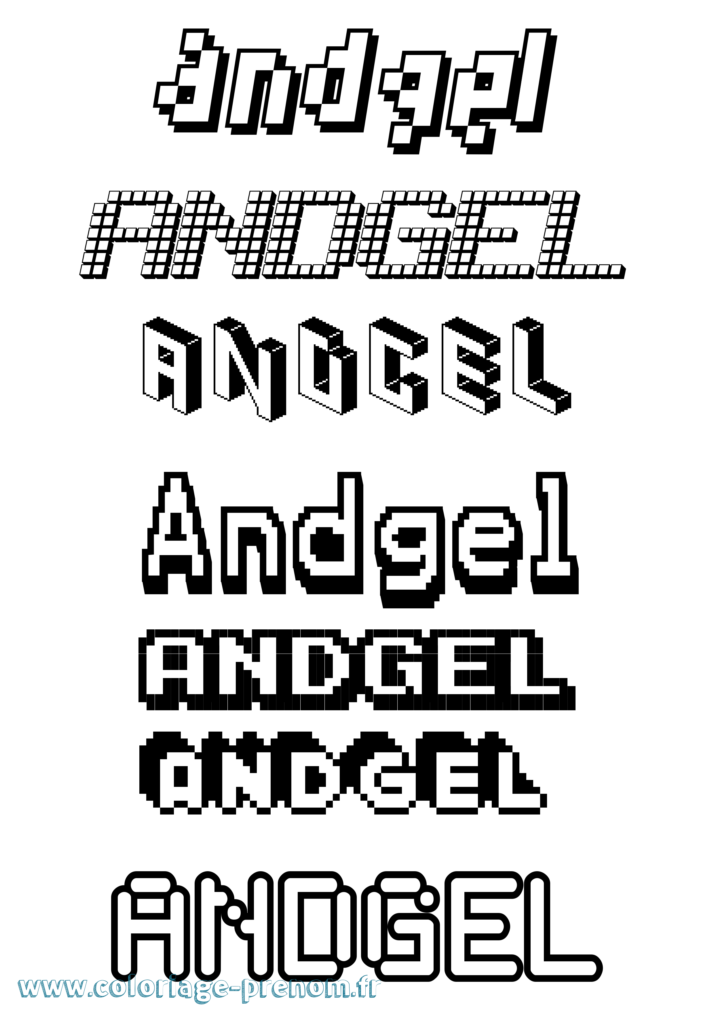 Coloriage prénom Andgel Pixel