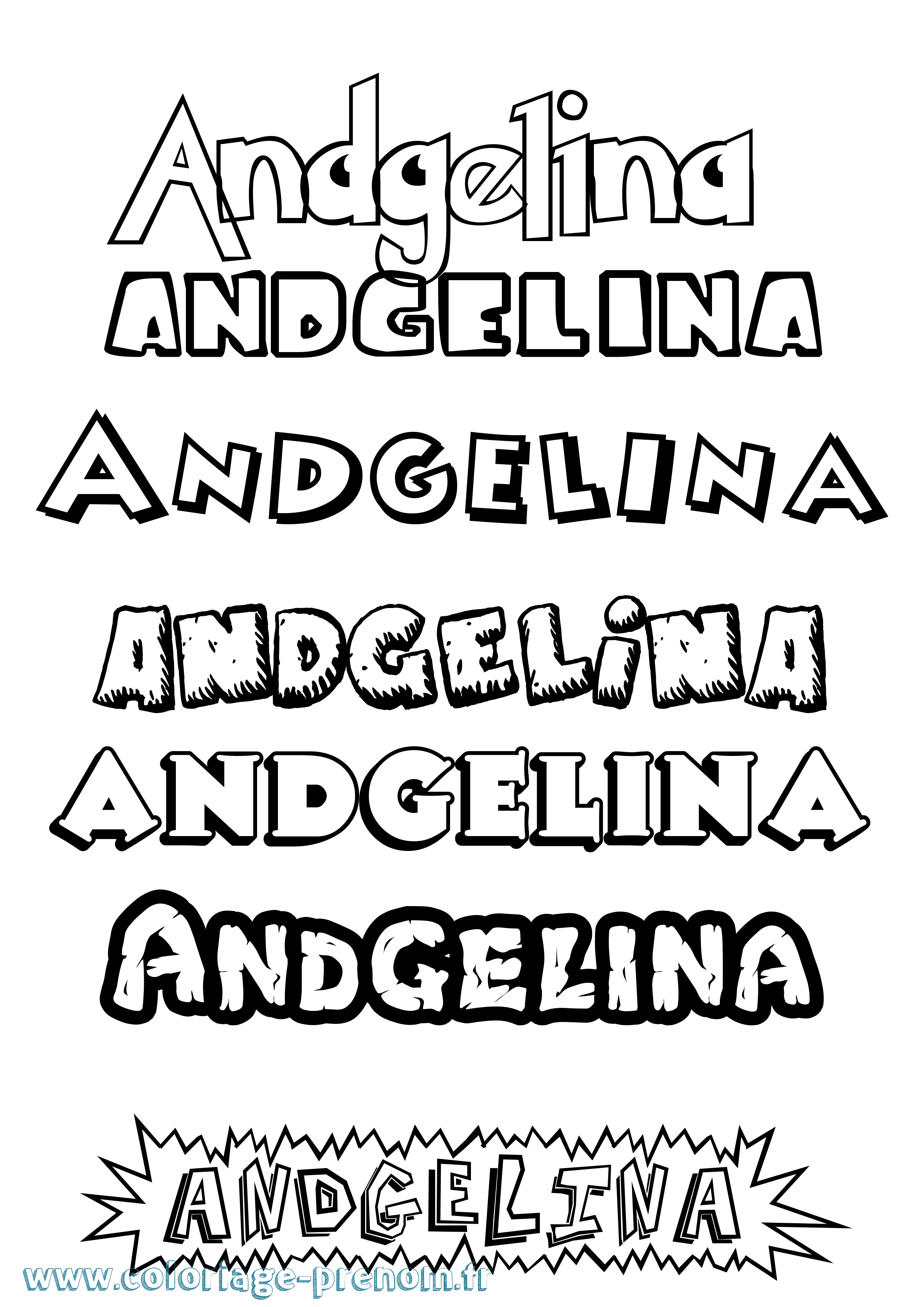 Coloriage prénom Andgelina Dessin Animé