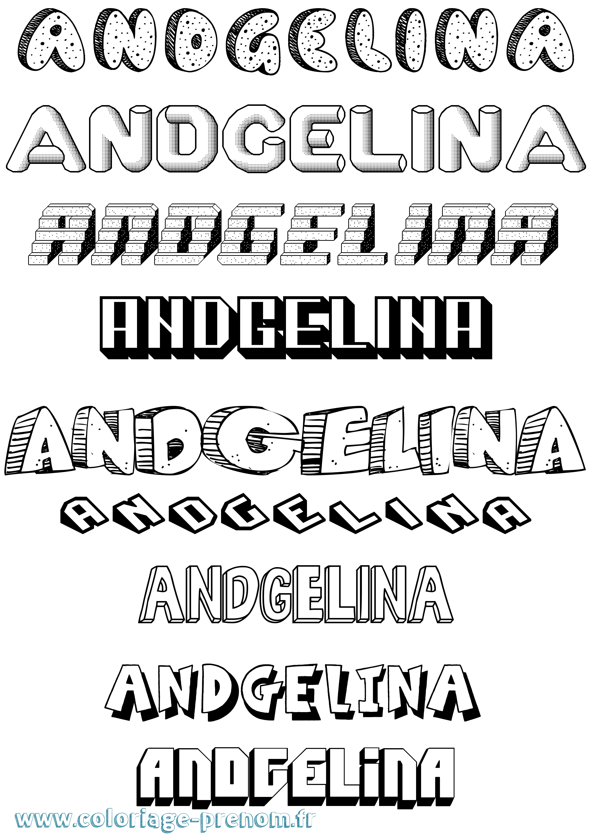 Coloriage prénom Andgelina Effet 3D