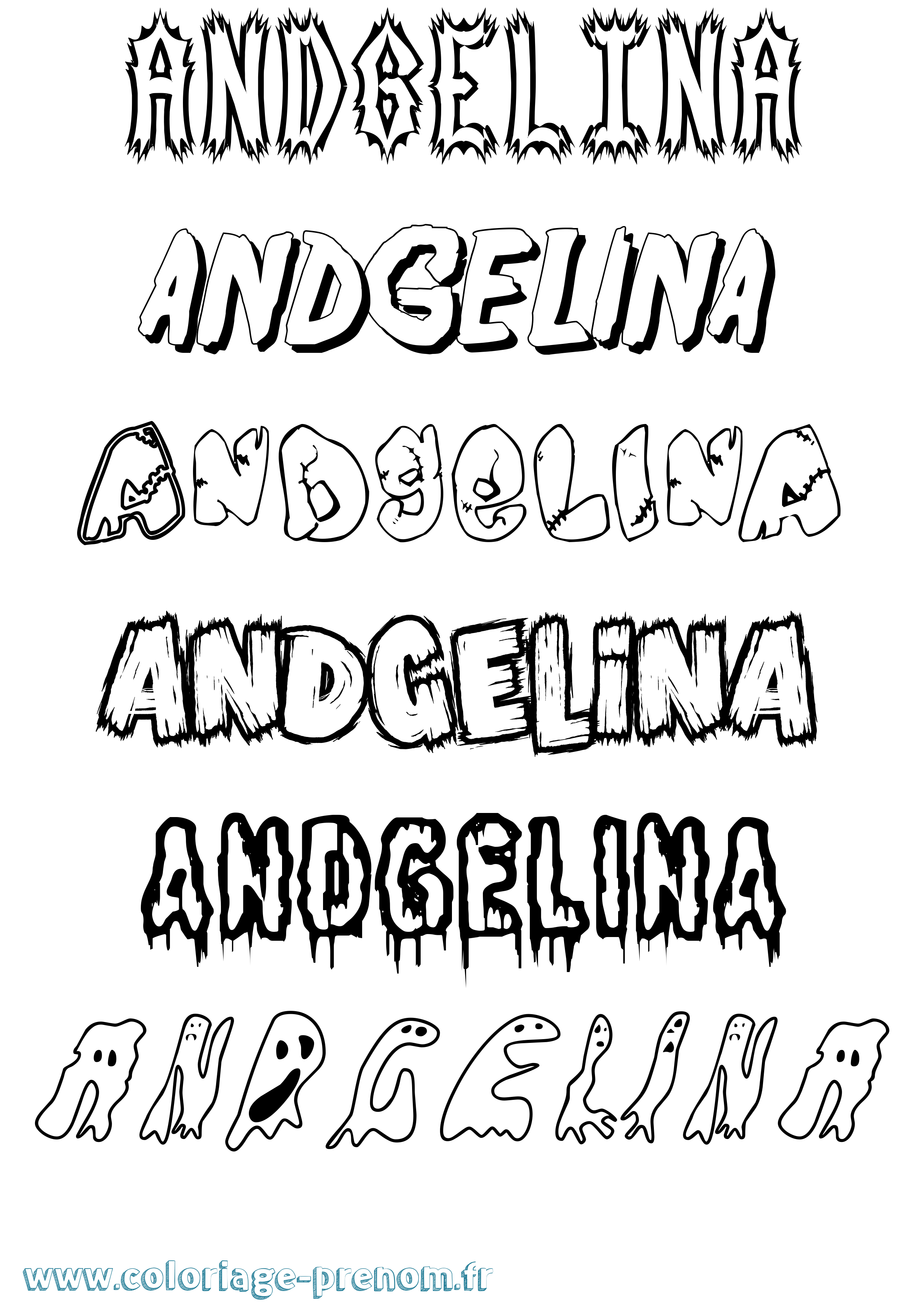 Coloriage prénom Andgelina Frisson