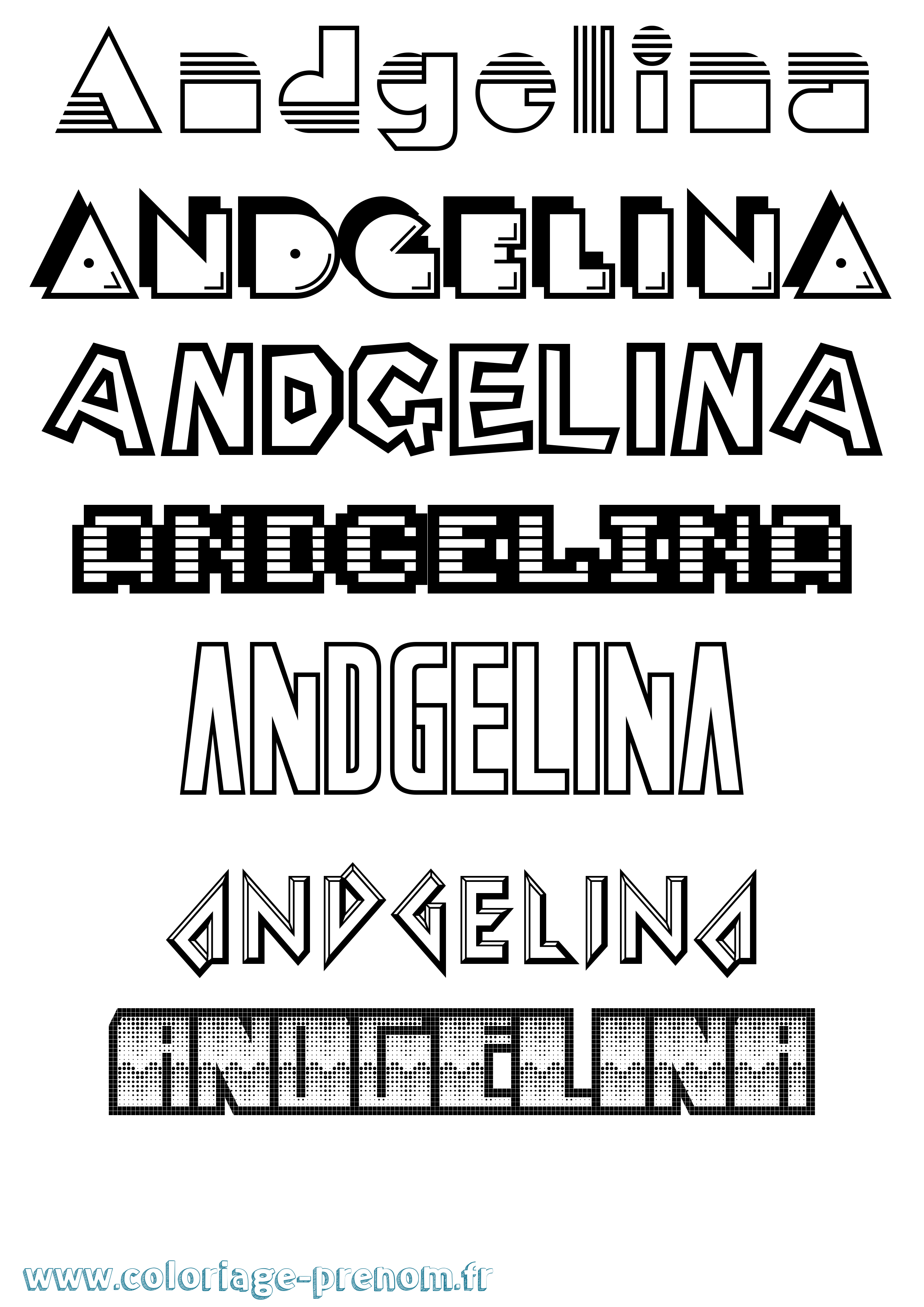 Coloriage prénom Andgelina Jeux Vidéos