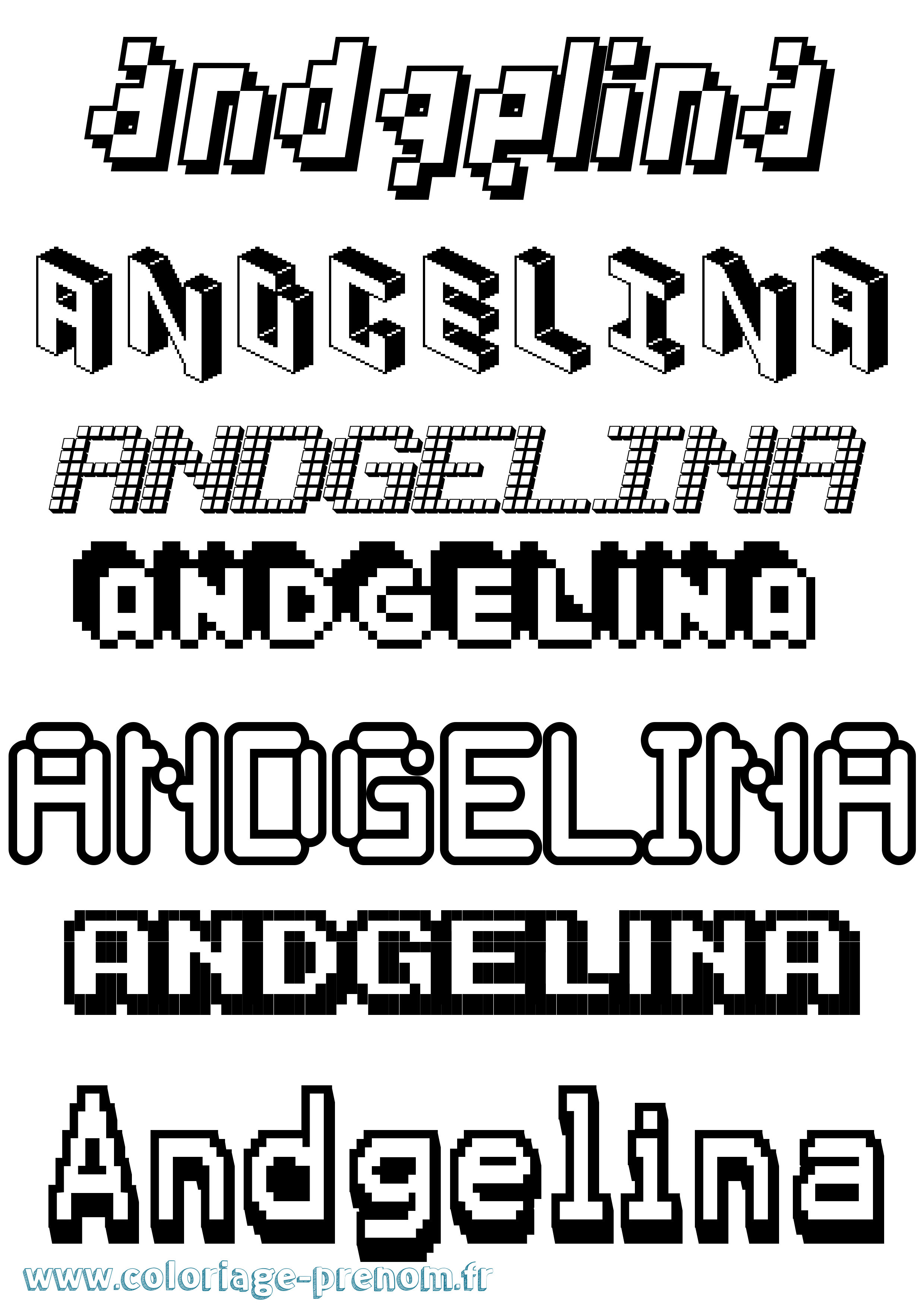 Coloriage prénom Andgelina Pixel