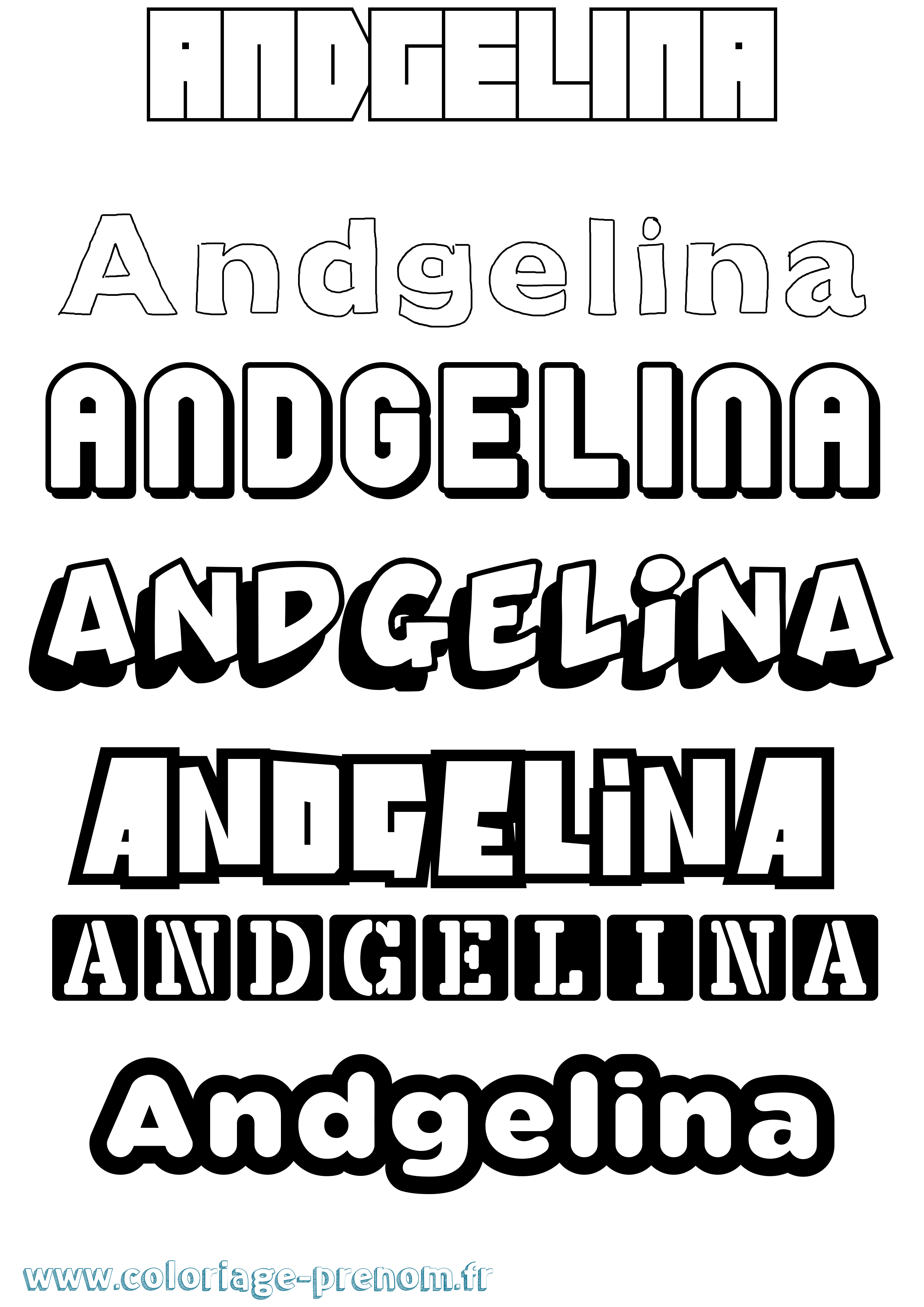 Coloriage prénom Andgelina Simple