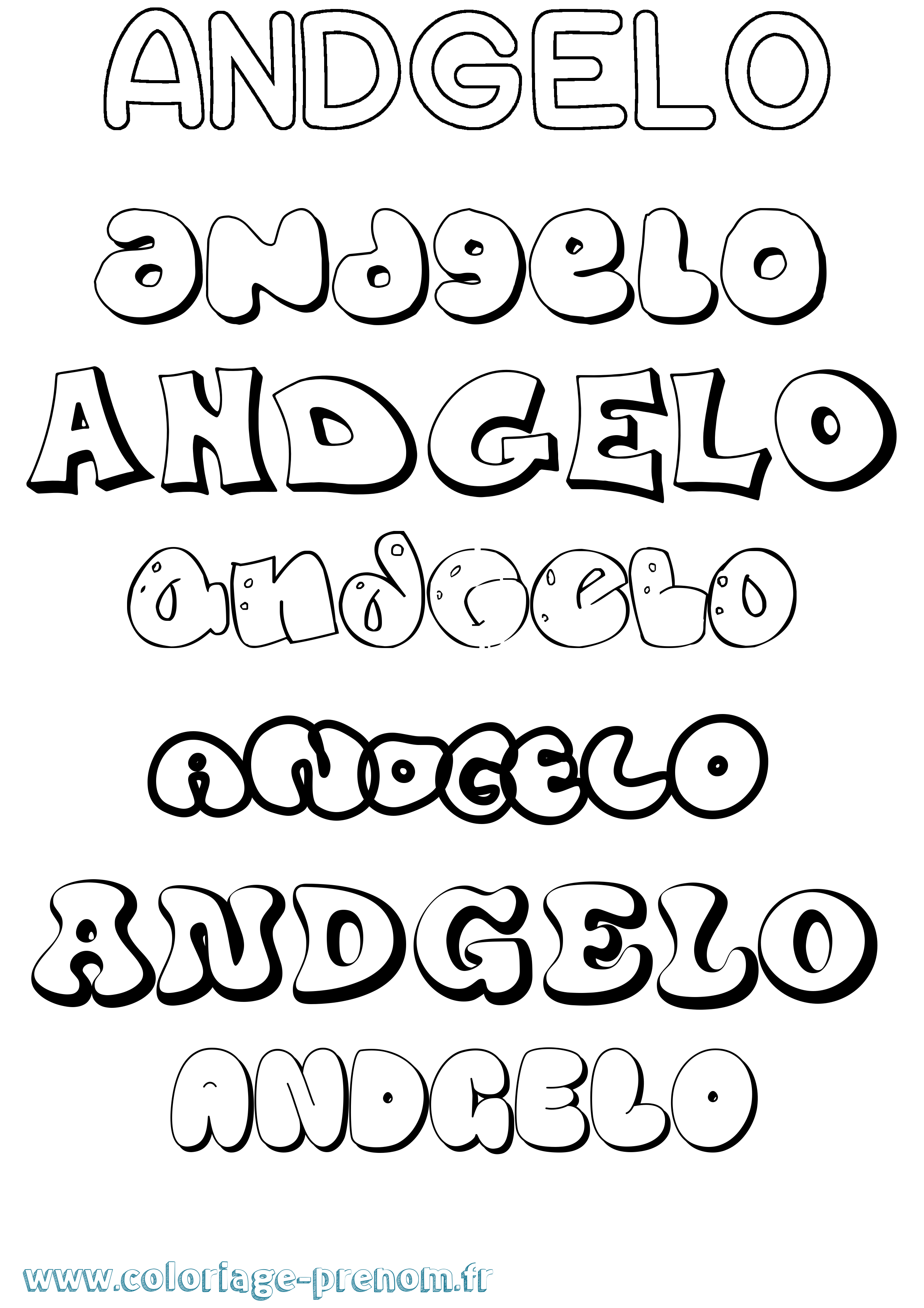 Coloriage prénom Andgelo Bubble