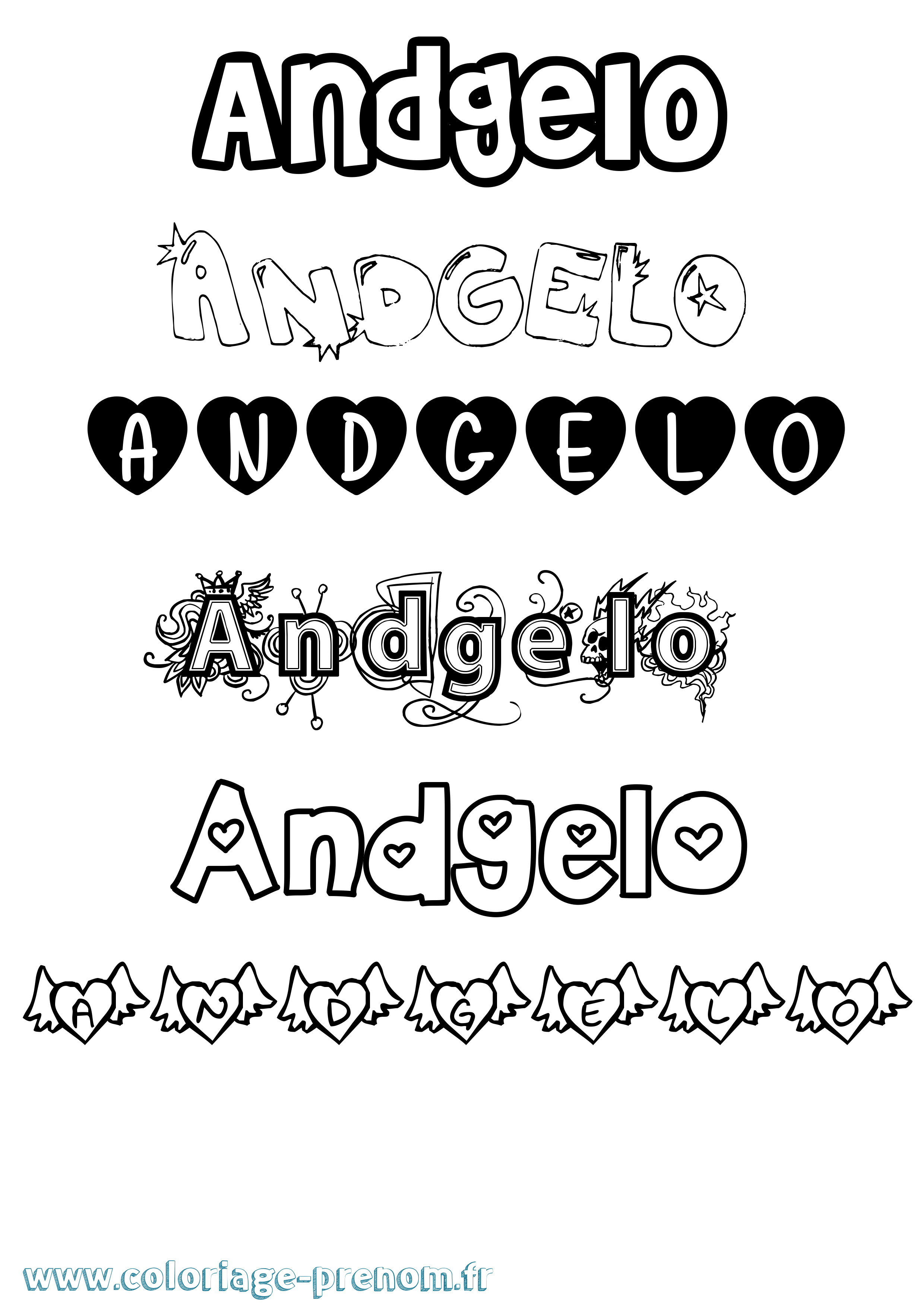 Coloriage prénom Andgelo Girly