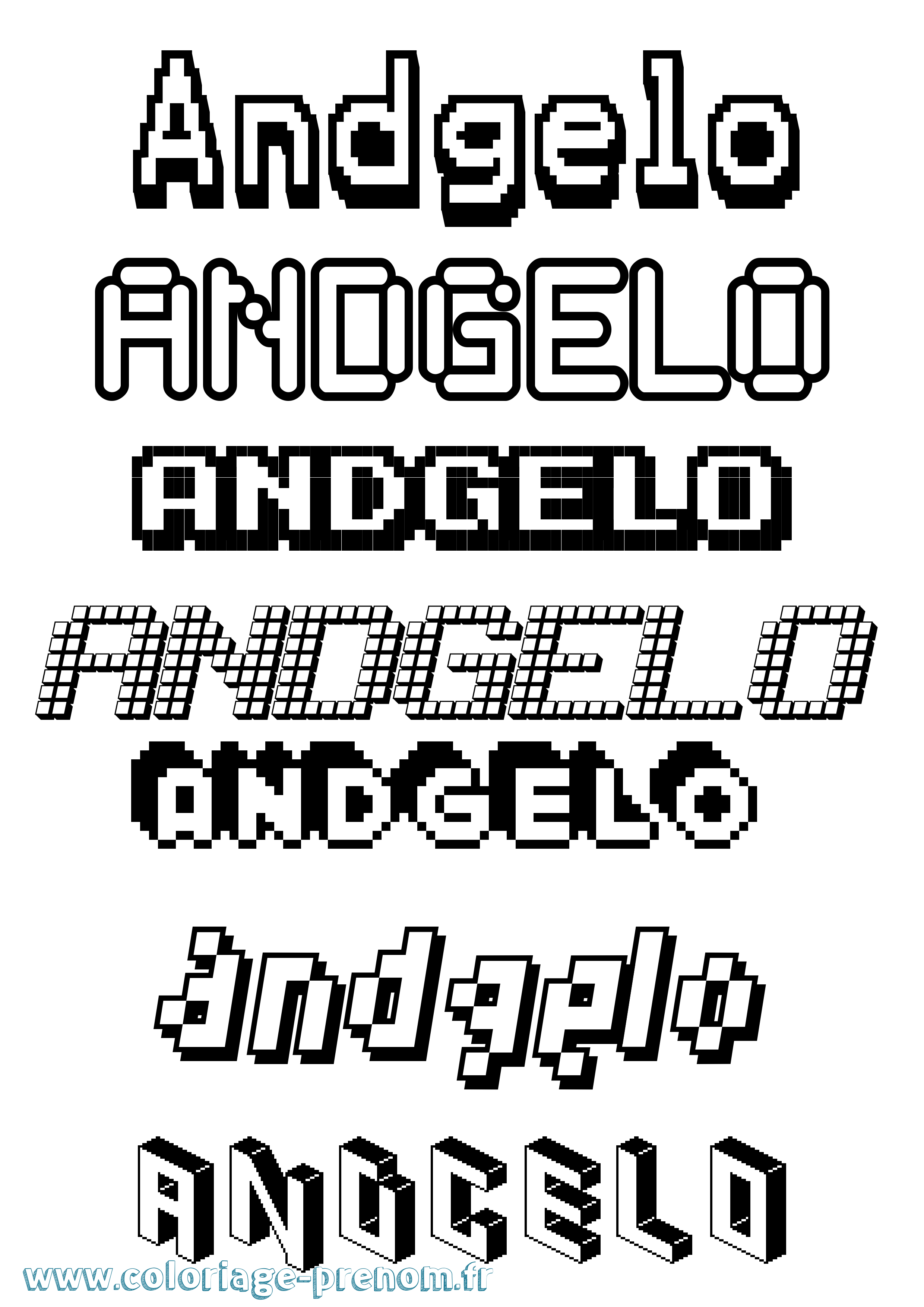 Coloriage prénom Andgelo Pixel