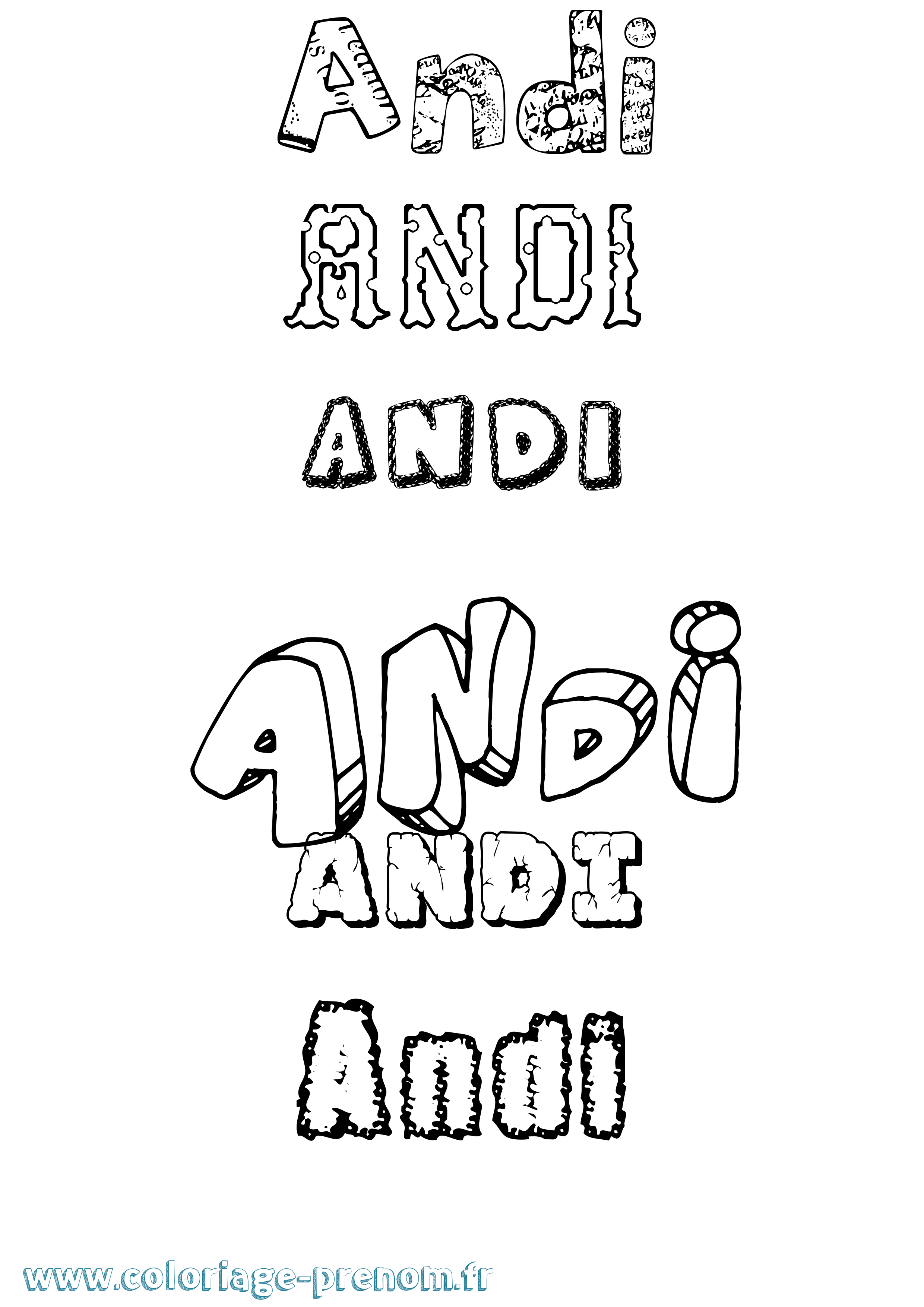 Coloriage prénom Andi Destructuré
