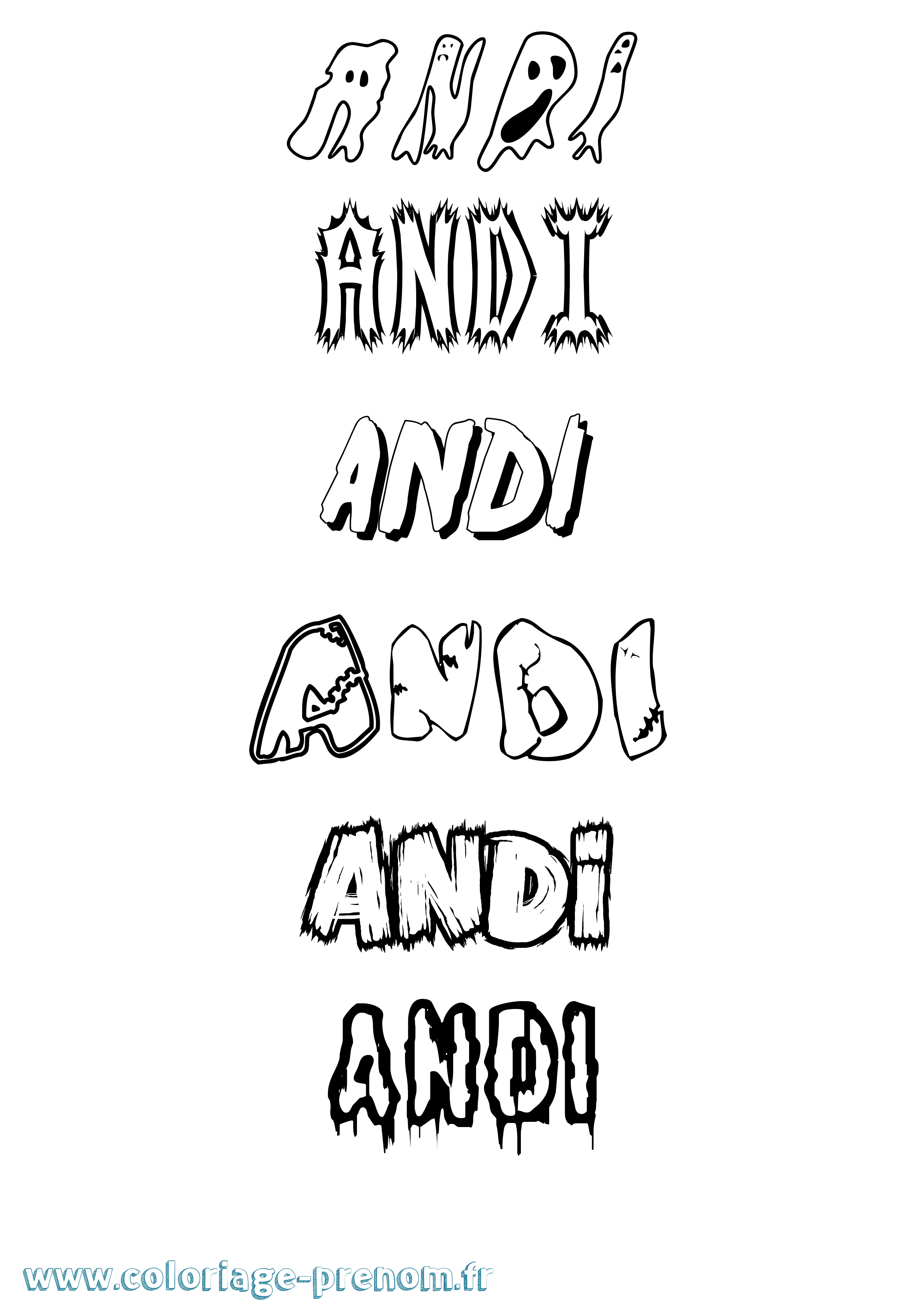 Coloriage Andi Frisson Coloriage prénom Andi Frisson