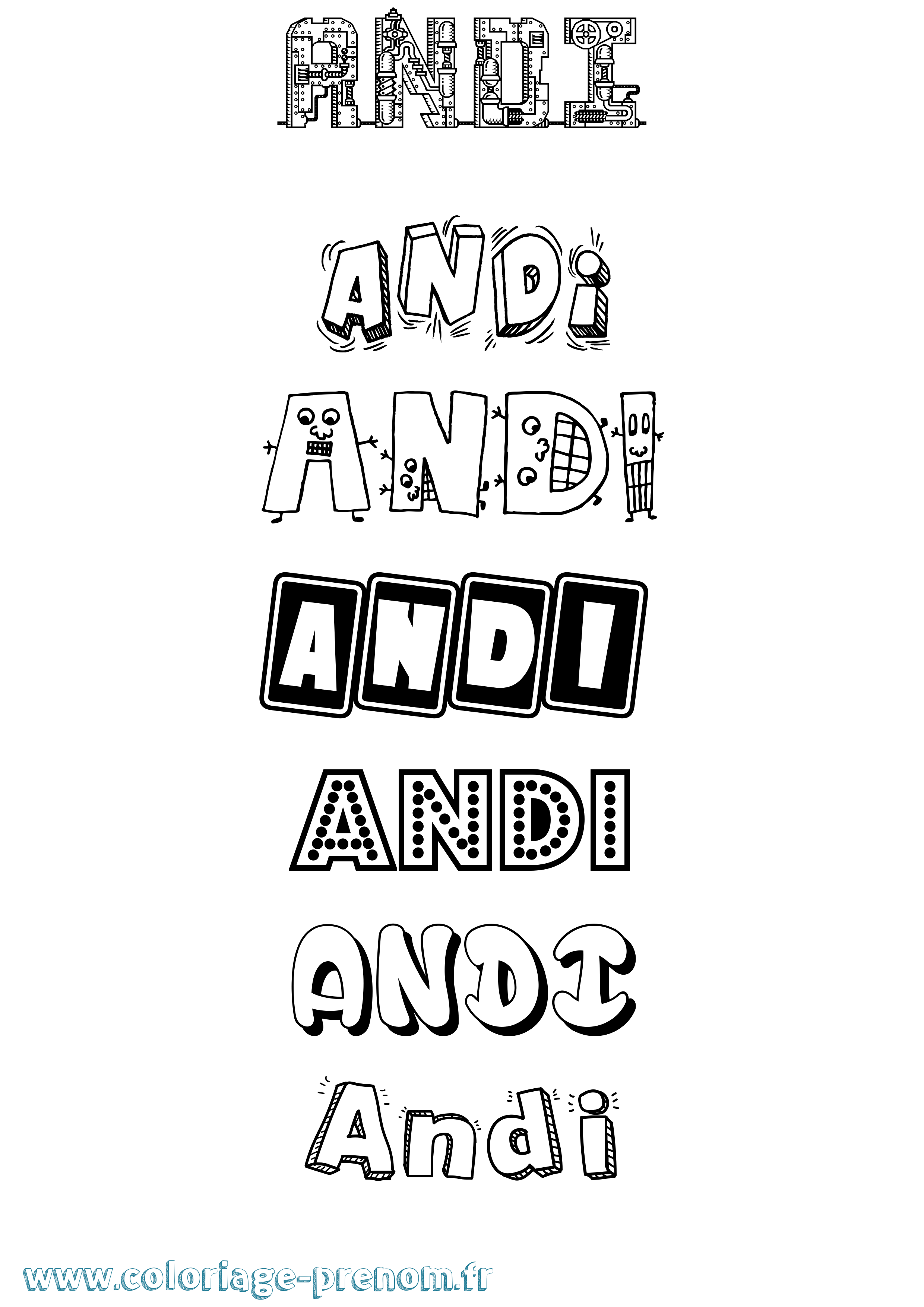 Coloriage Andi Fun Coloriage prénom Andi Fun