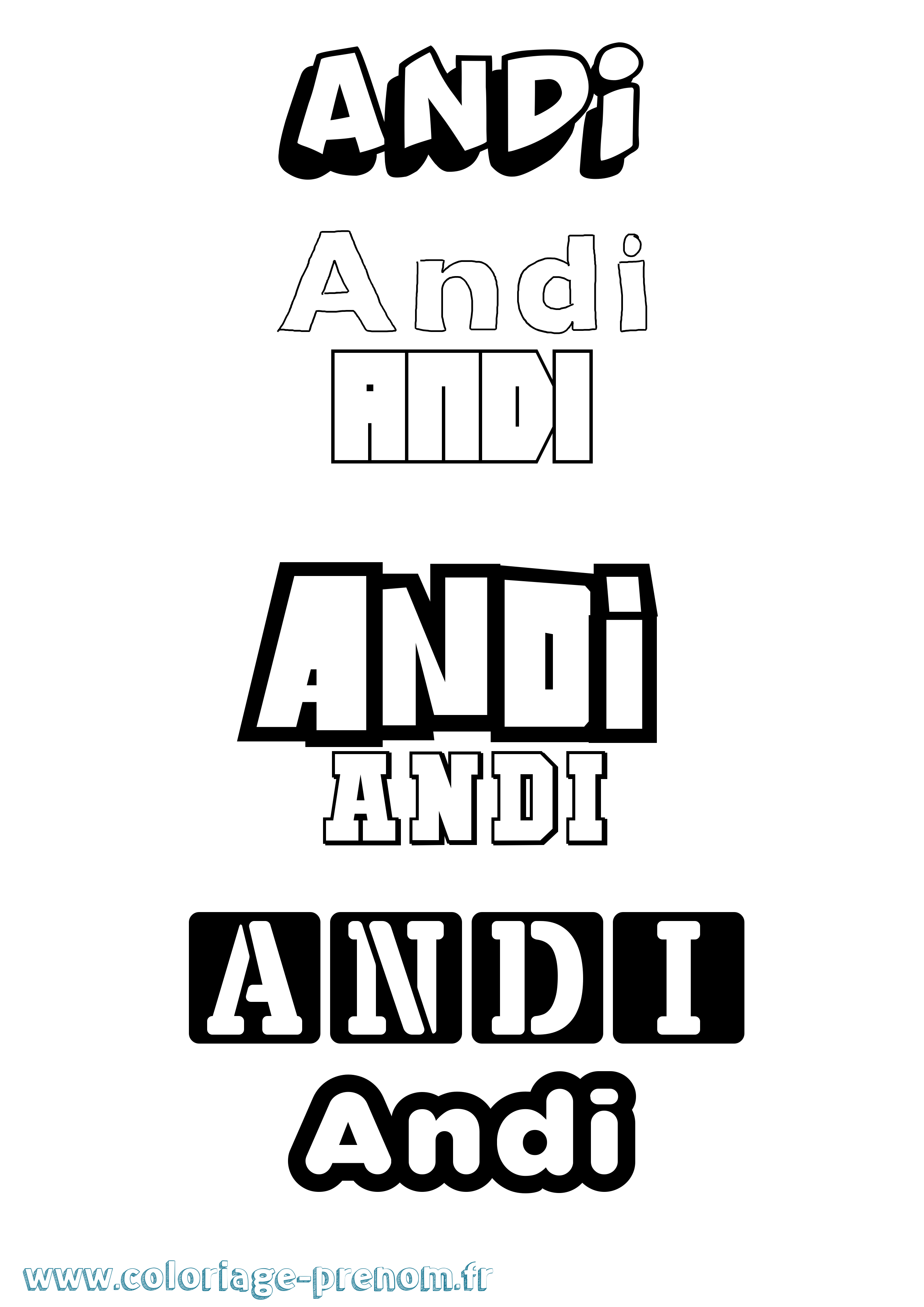 Coloriage prénom Andi Simple