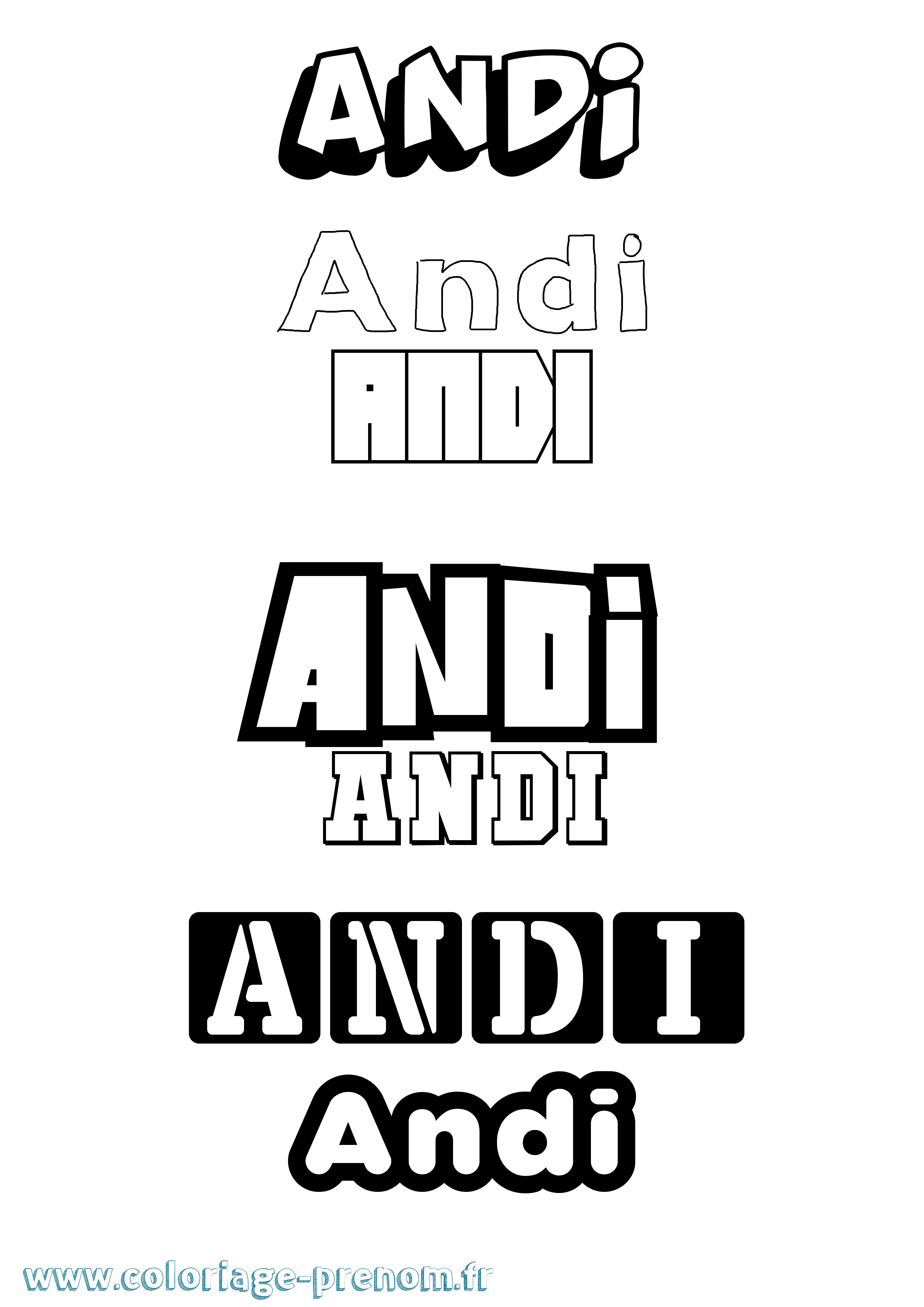 Coloriage Andi Simple Coloriage prénom Andi Simple