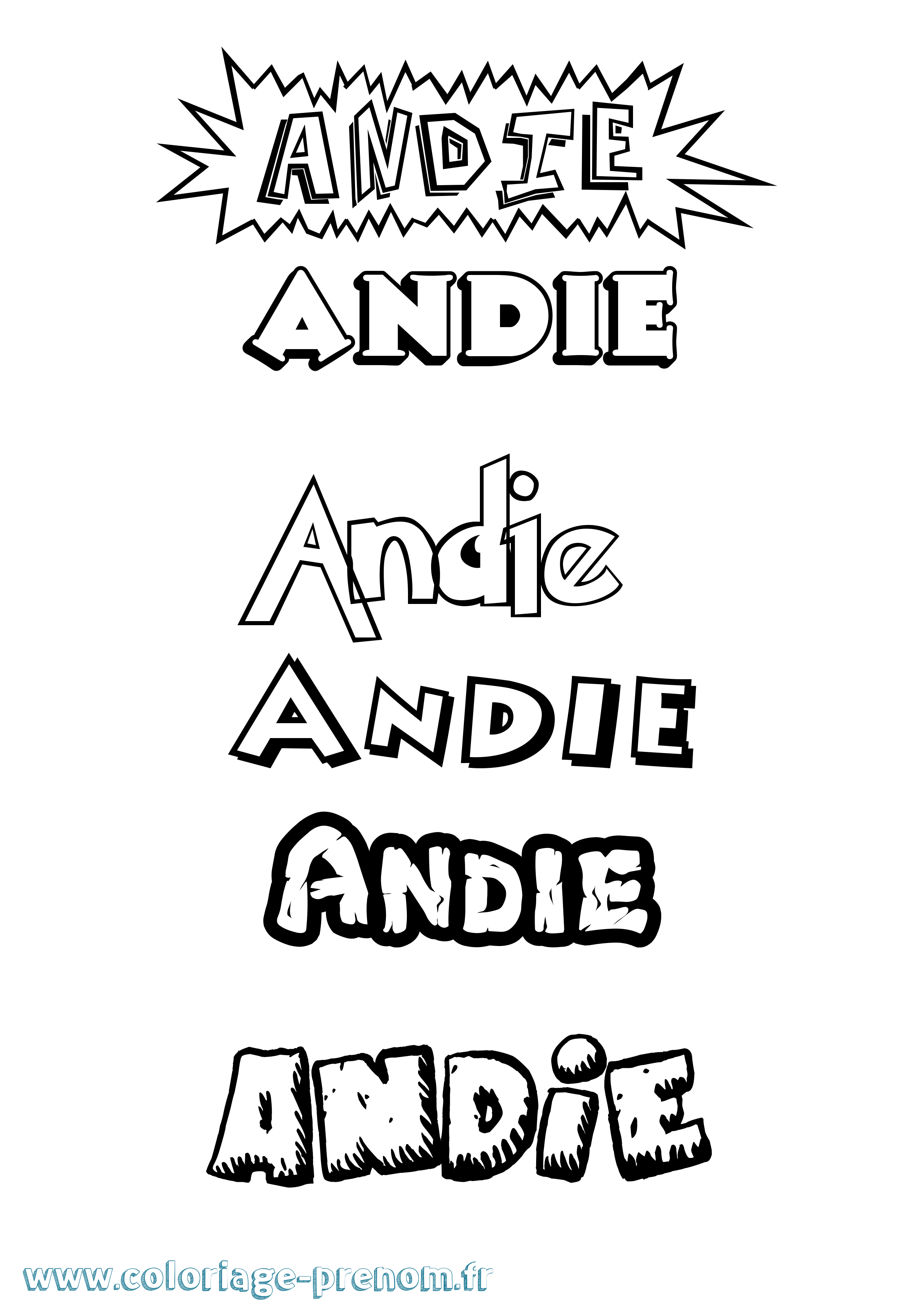 Coloriage prénom Andie Dessin Animé