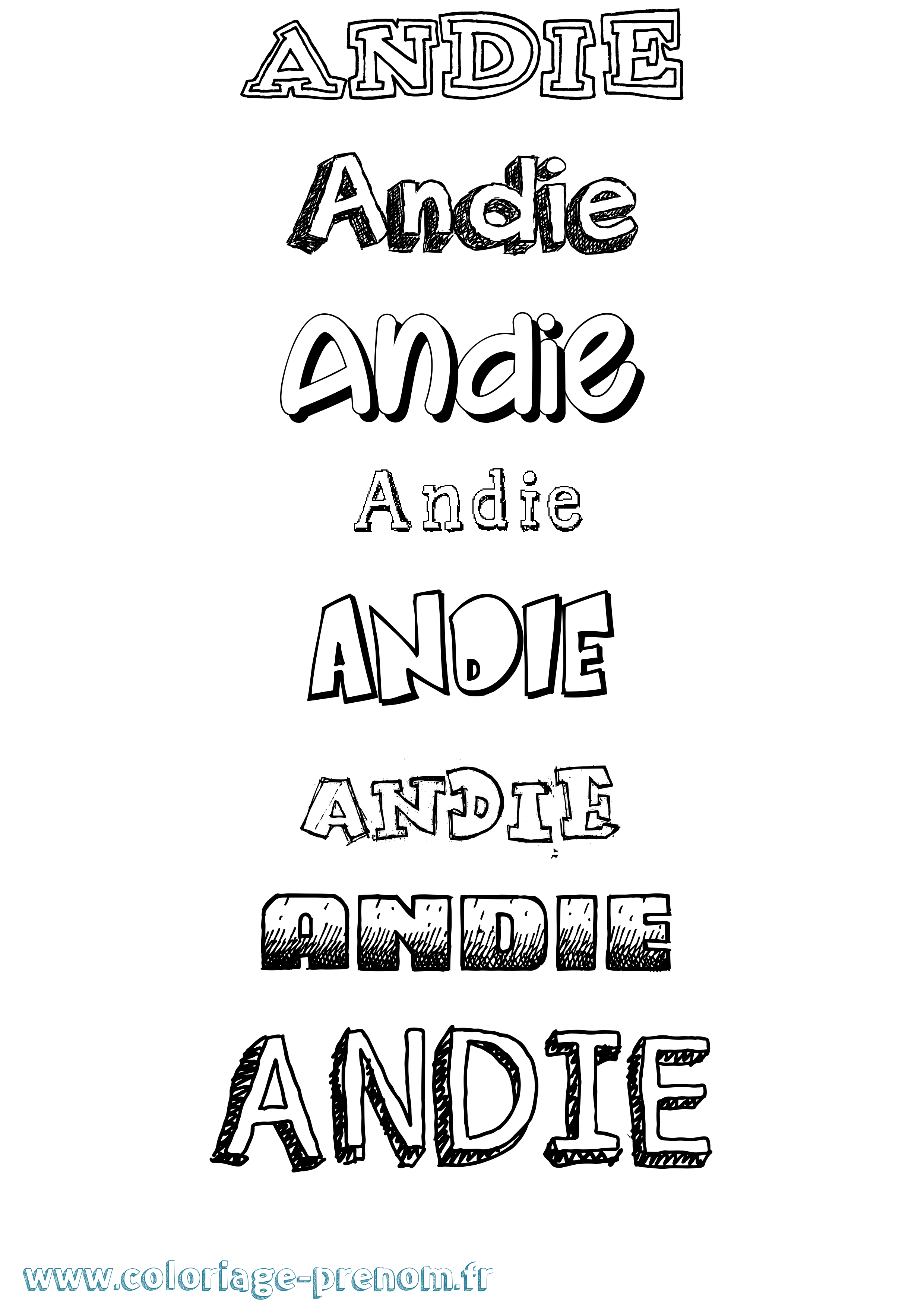 Coloriage prénom Andie Dessiné
