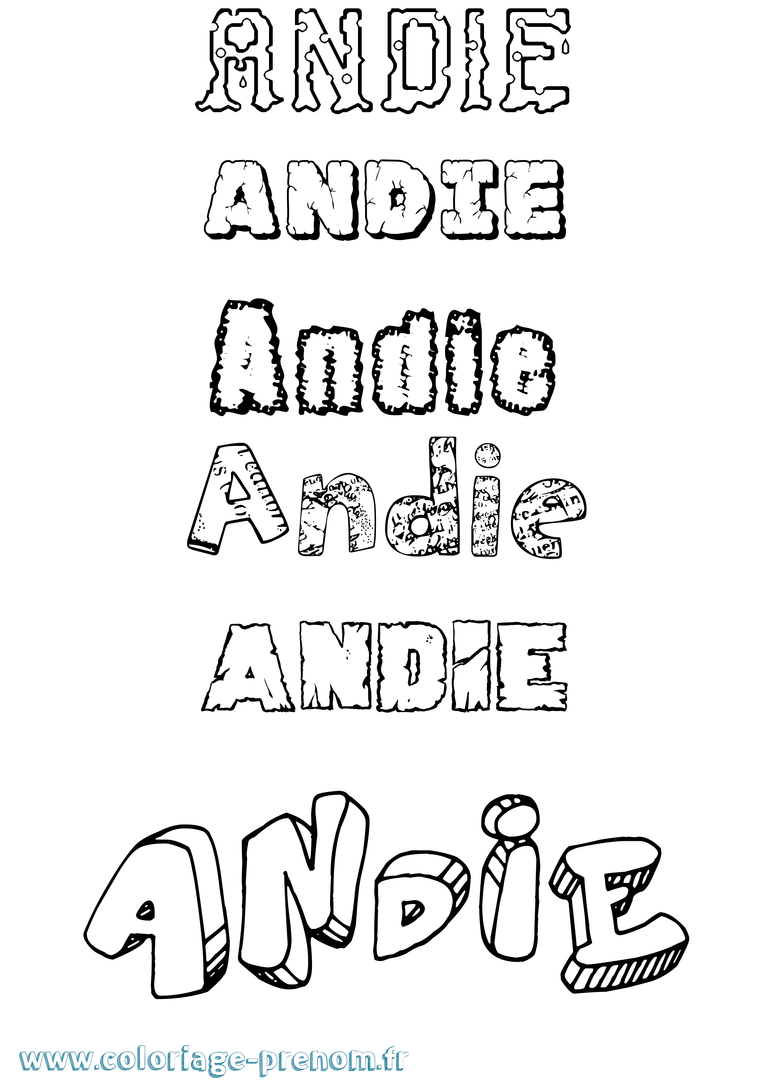 Coloriage prénom Andie Destructuré