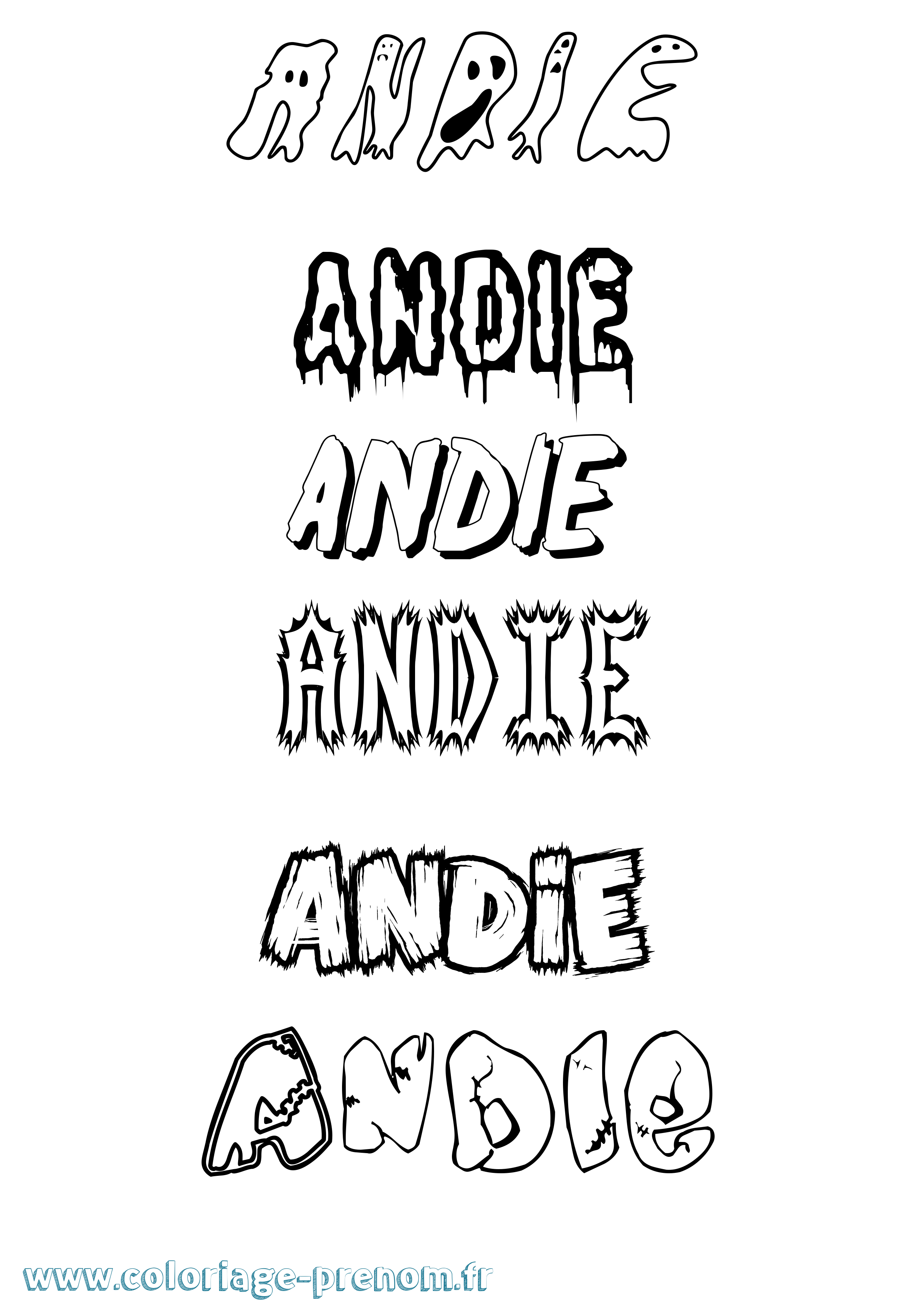Coloriage prénom Andie Frisson